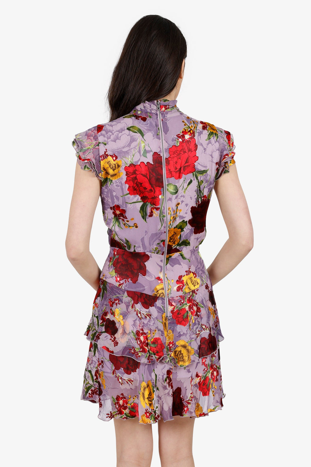 Alice & Olivia Purple Floral Mini Dress Size 6