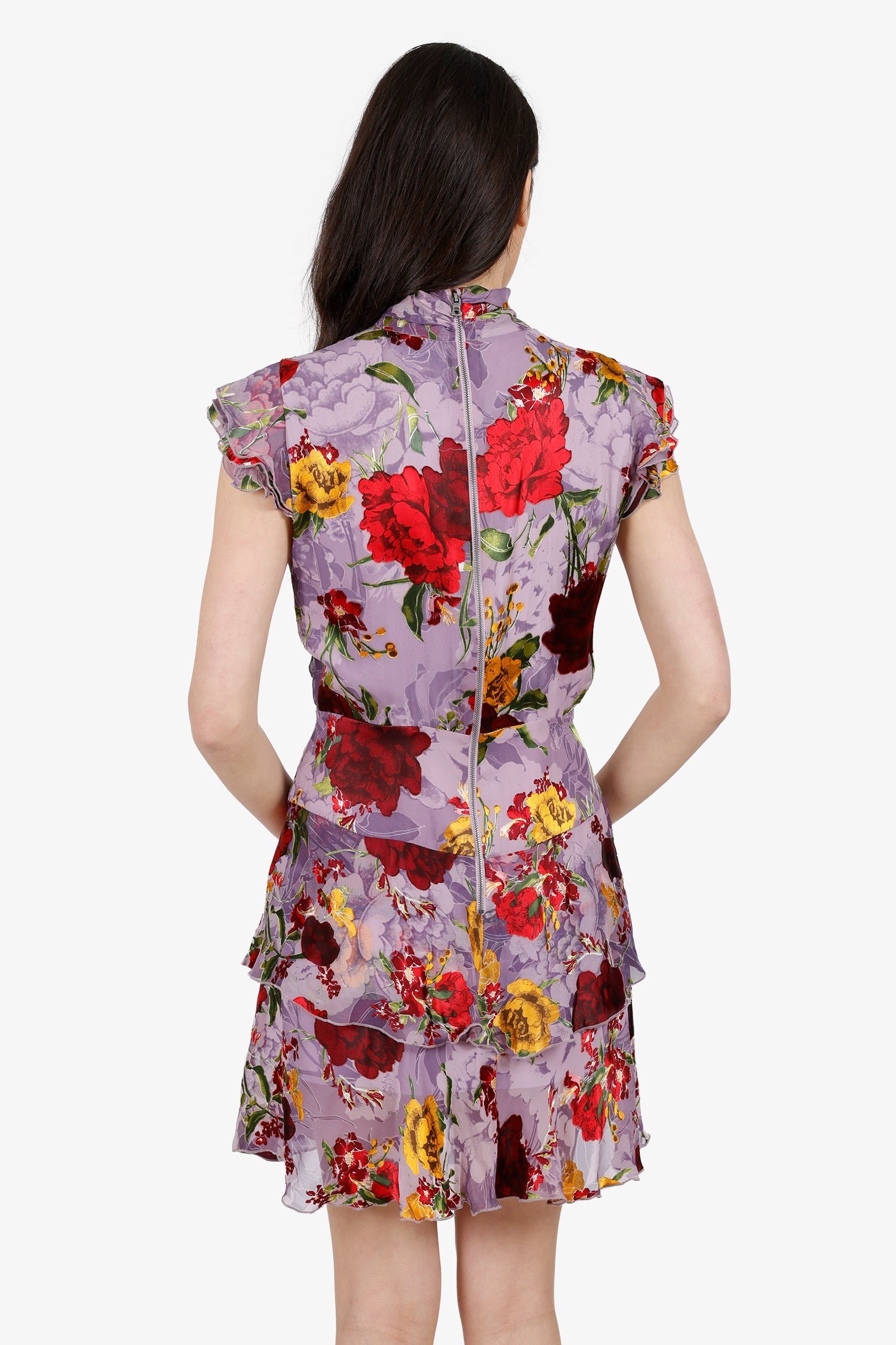 Alice & Olivia Purple Floral Mini Dress Size 6