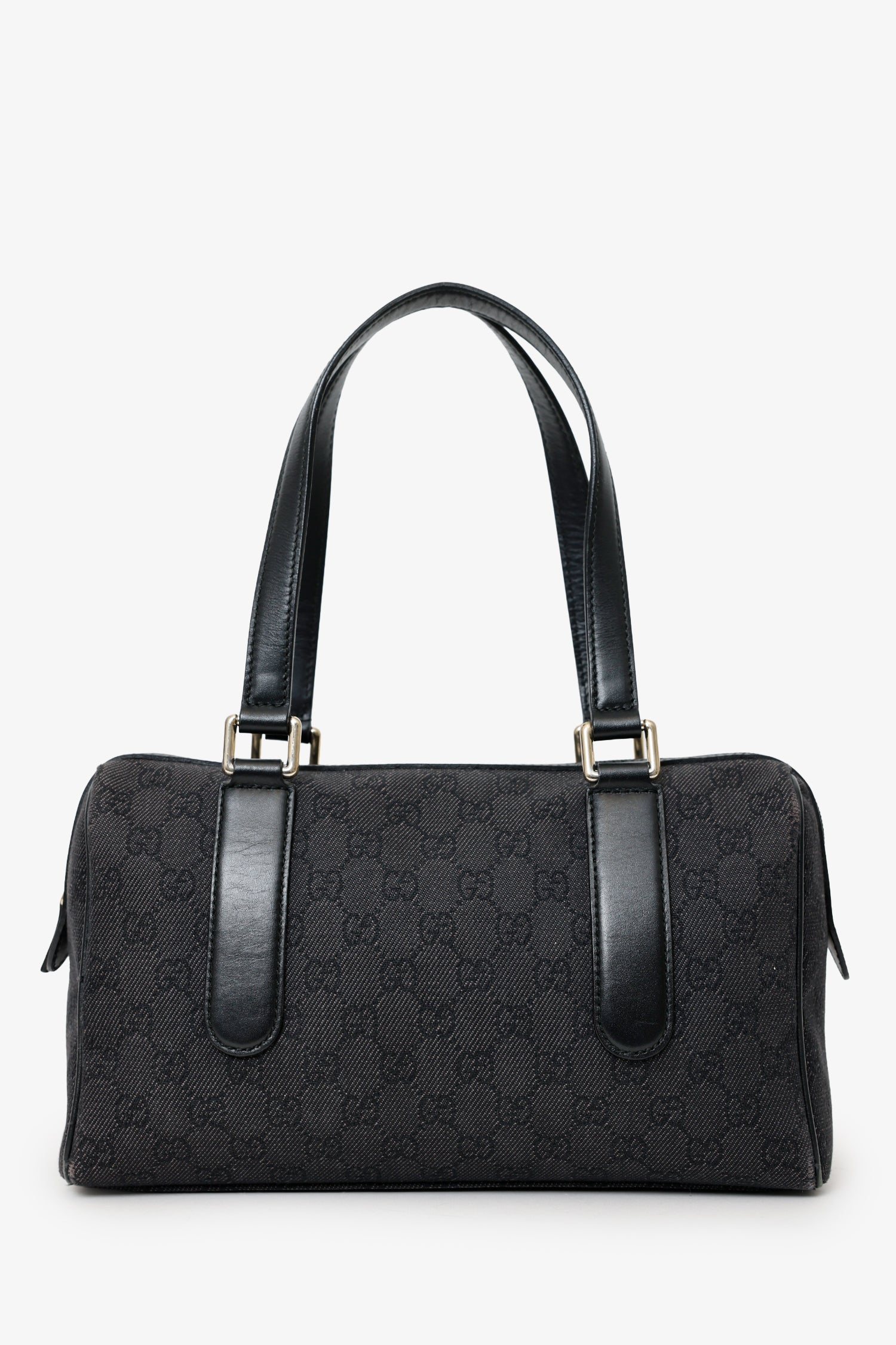 Gucci Black GG Canvas/Leather Boston Bag