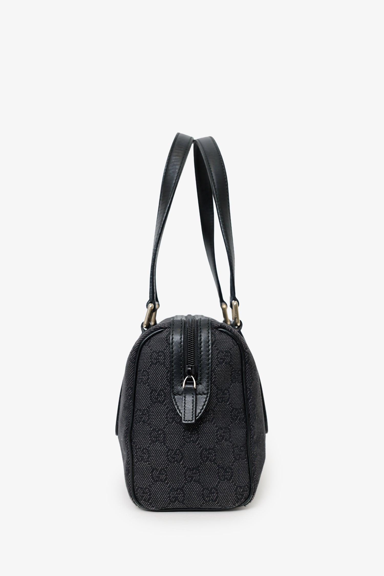 Gucci Black GG Canvas/Leather Boston Bag