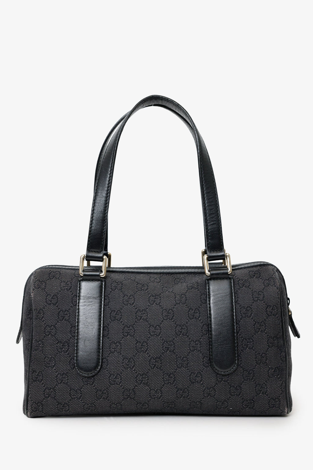 Gucci Black GG Canvas/Leather Boston Bag