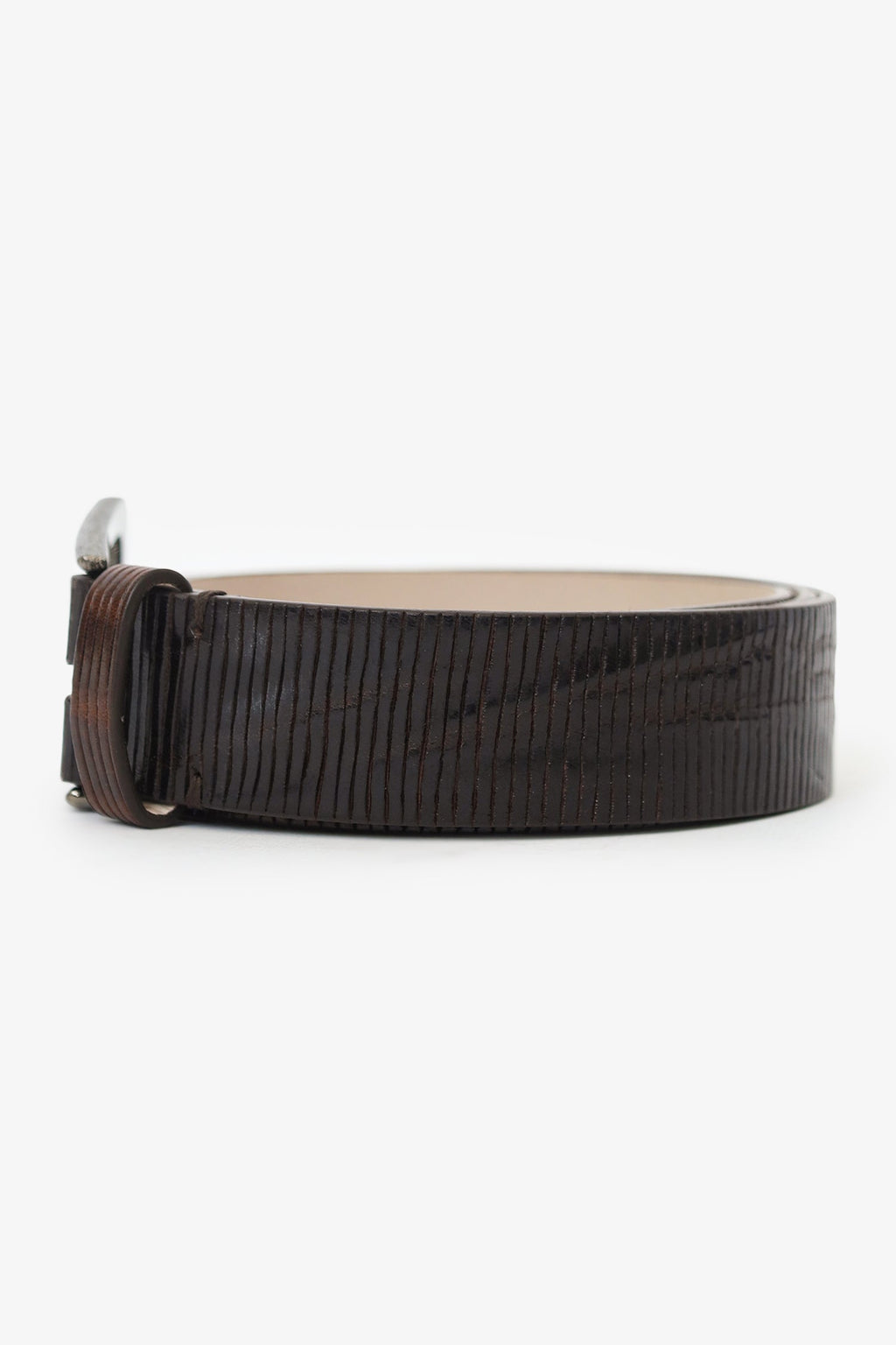 Brunello Cucinelli Woven Leather Belt With Brass Buckle Size S