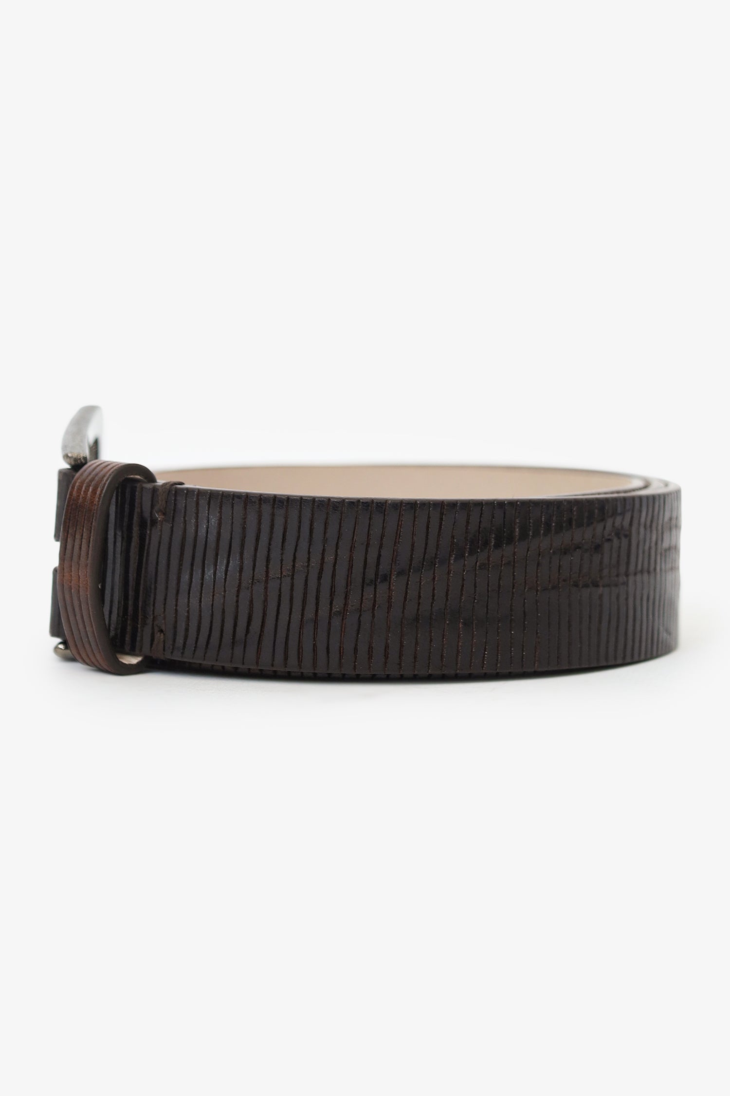 Brunello Cucinelli Woven Leather Belt With Brass Buckle Size S