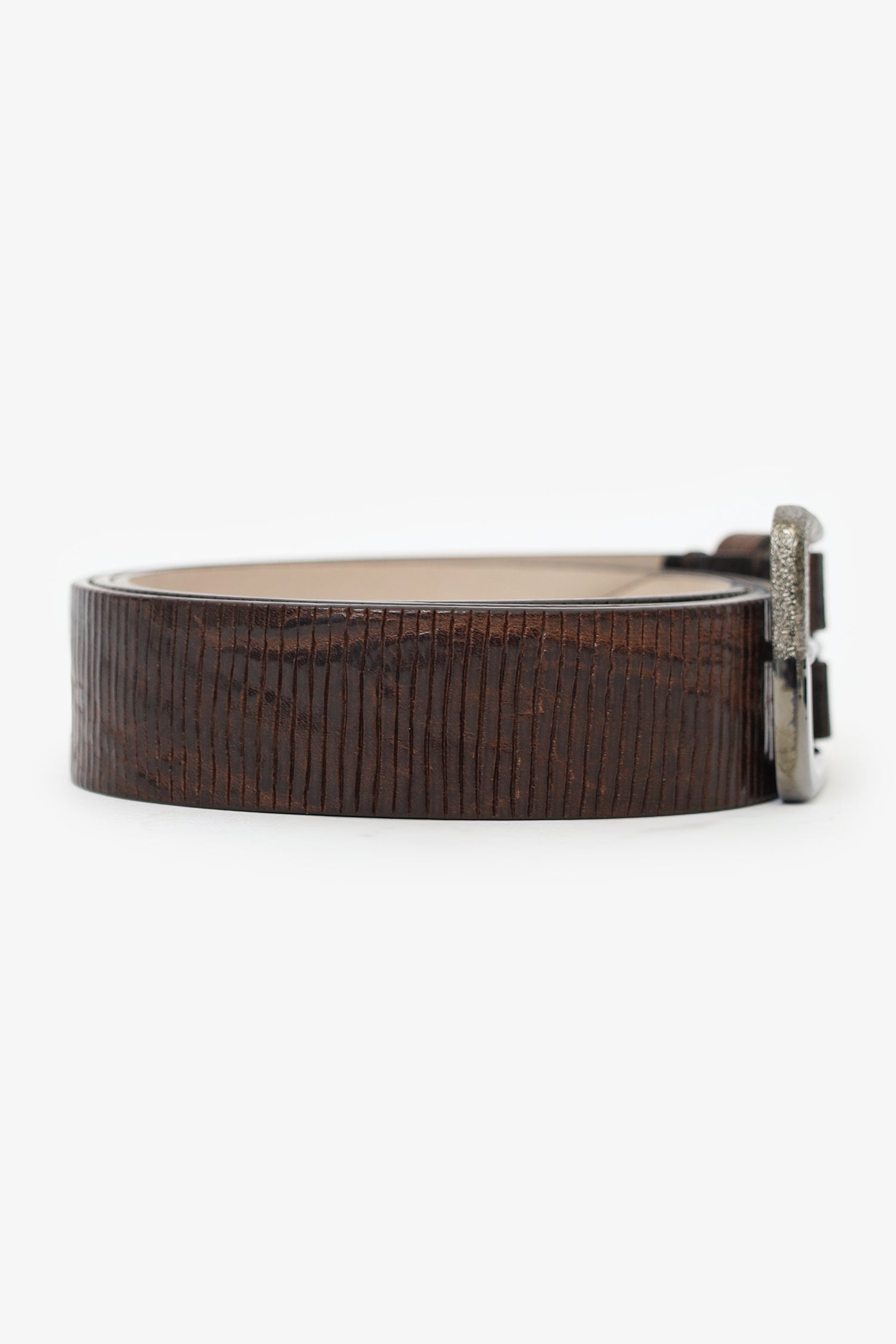 Brunello Cucinelli Woven Leather Belt With Brass Buckle Size S