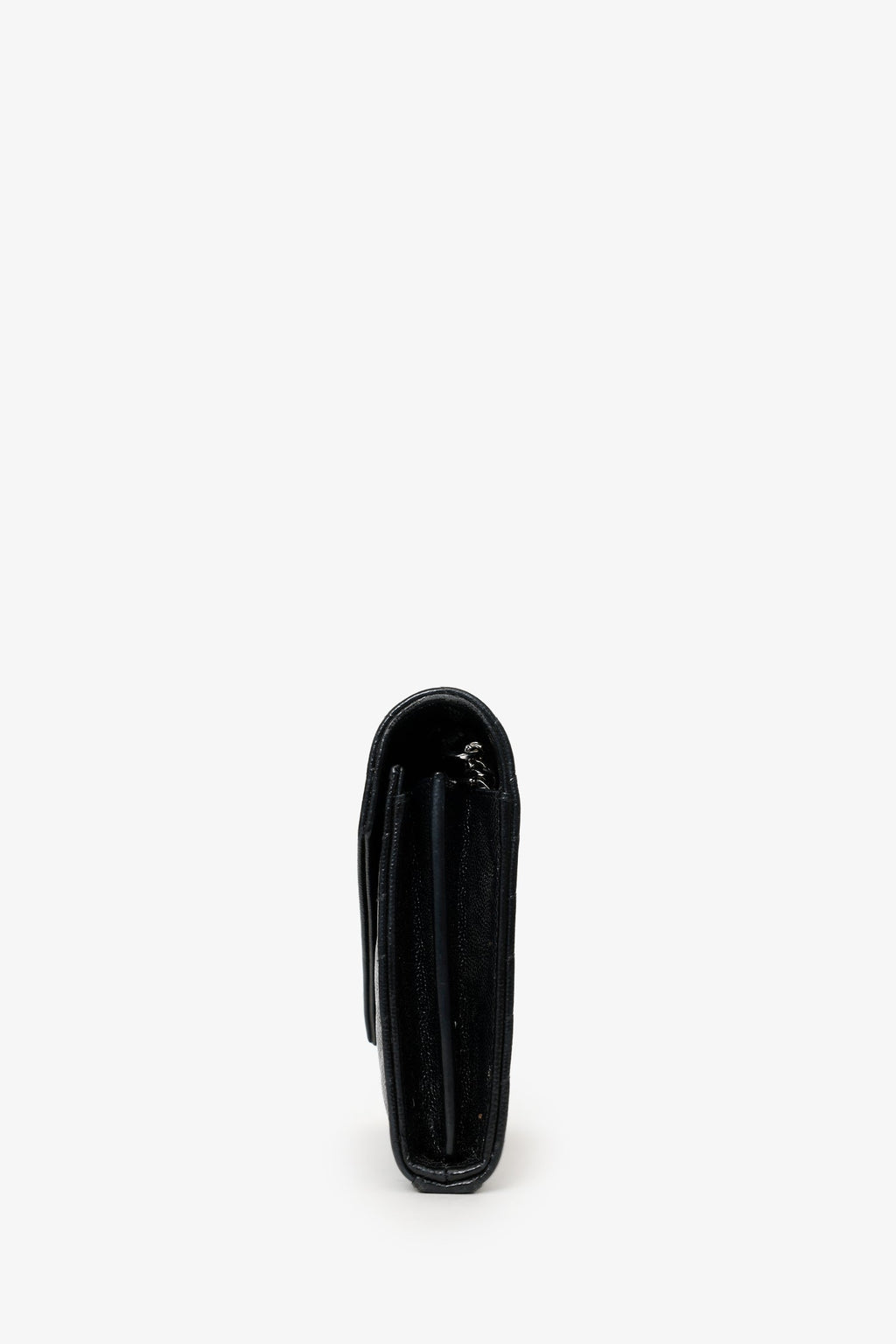 Saint Laurent Black Chevron Leather Envelope Wallet On Chain