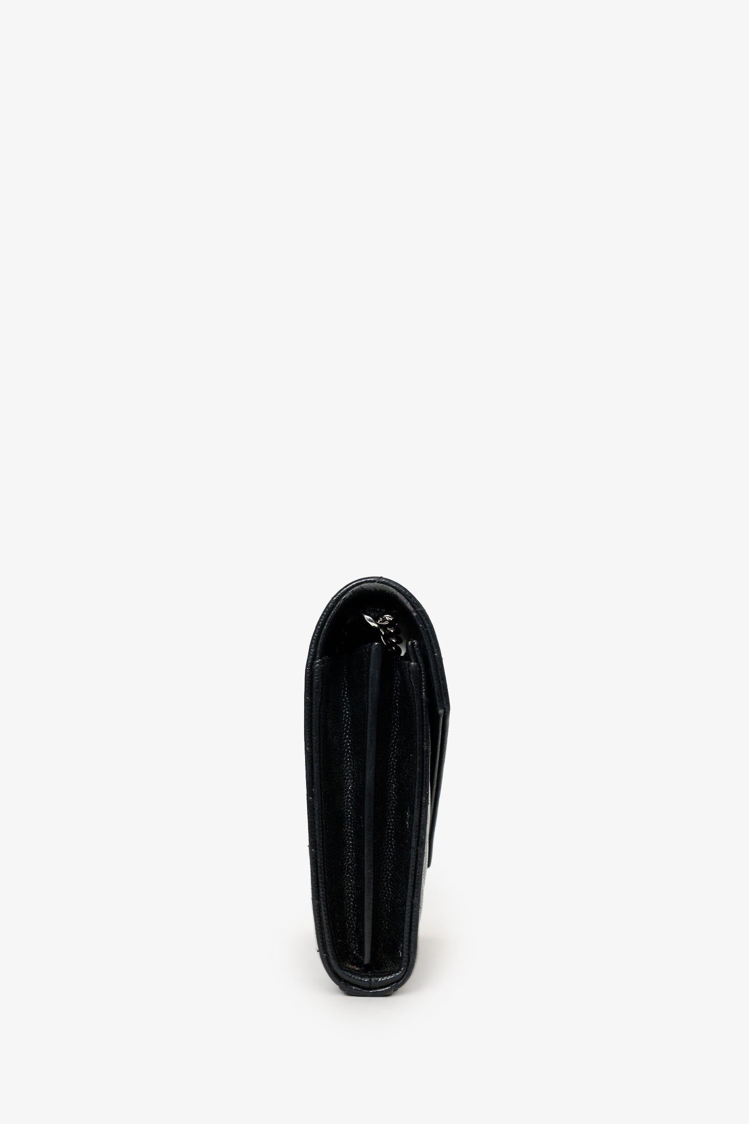 Saint Laurent Black Chevron Leather Envelope Wallet On Chain