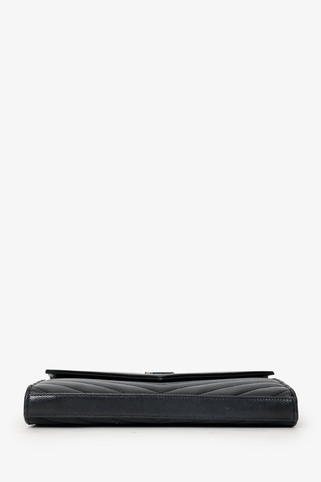 Saint Laurent Black Chevron Leather Envelope Wallet On Chain