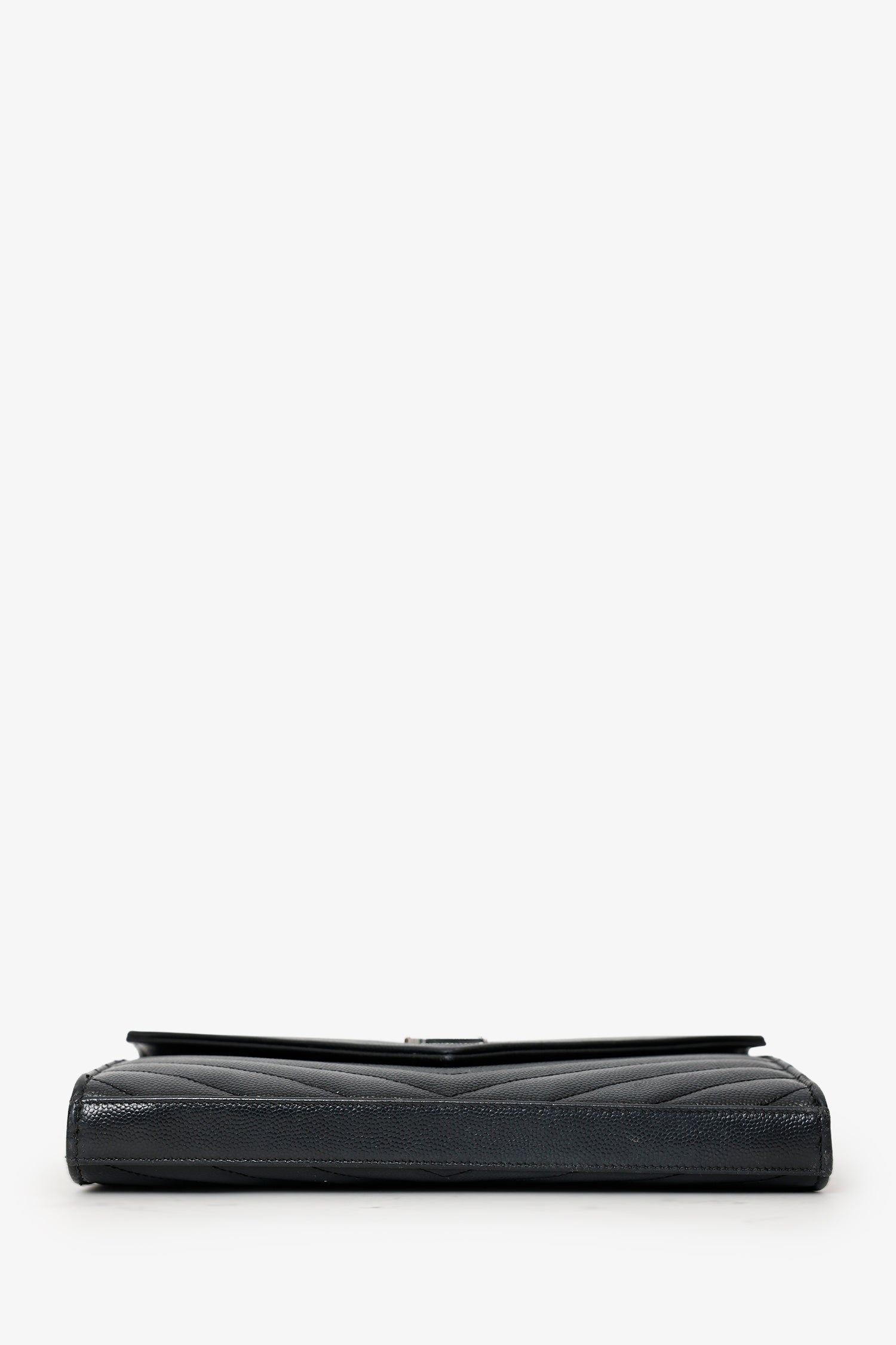 Saint Laurent Black Chevron Leather Envelope Wallet On Chain
