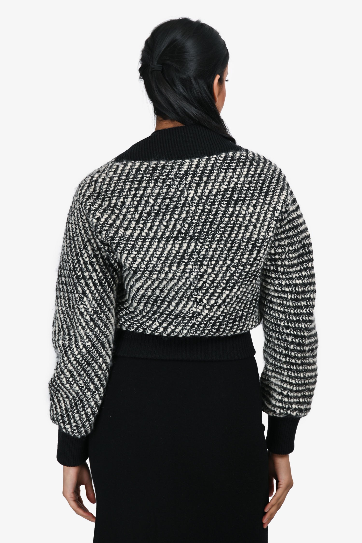 Stella McCartney Black/White Wool Bomber Jacket Size 36