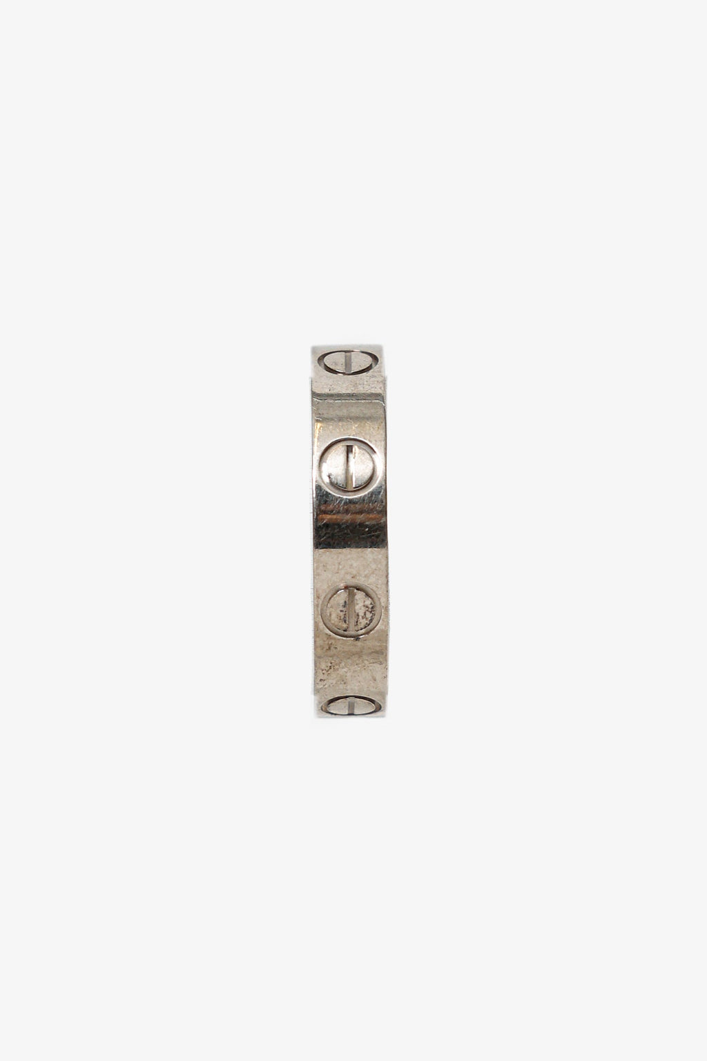 Cartier 18K White Gold Small Model LOVE Ring With Customized Engraving Size 49