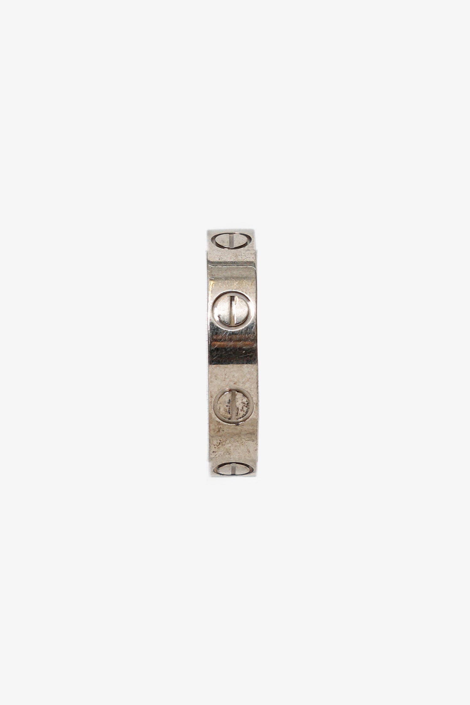 Cartier 18K White Gold Small Model LOVE Ring With Customized Engraving Size 49