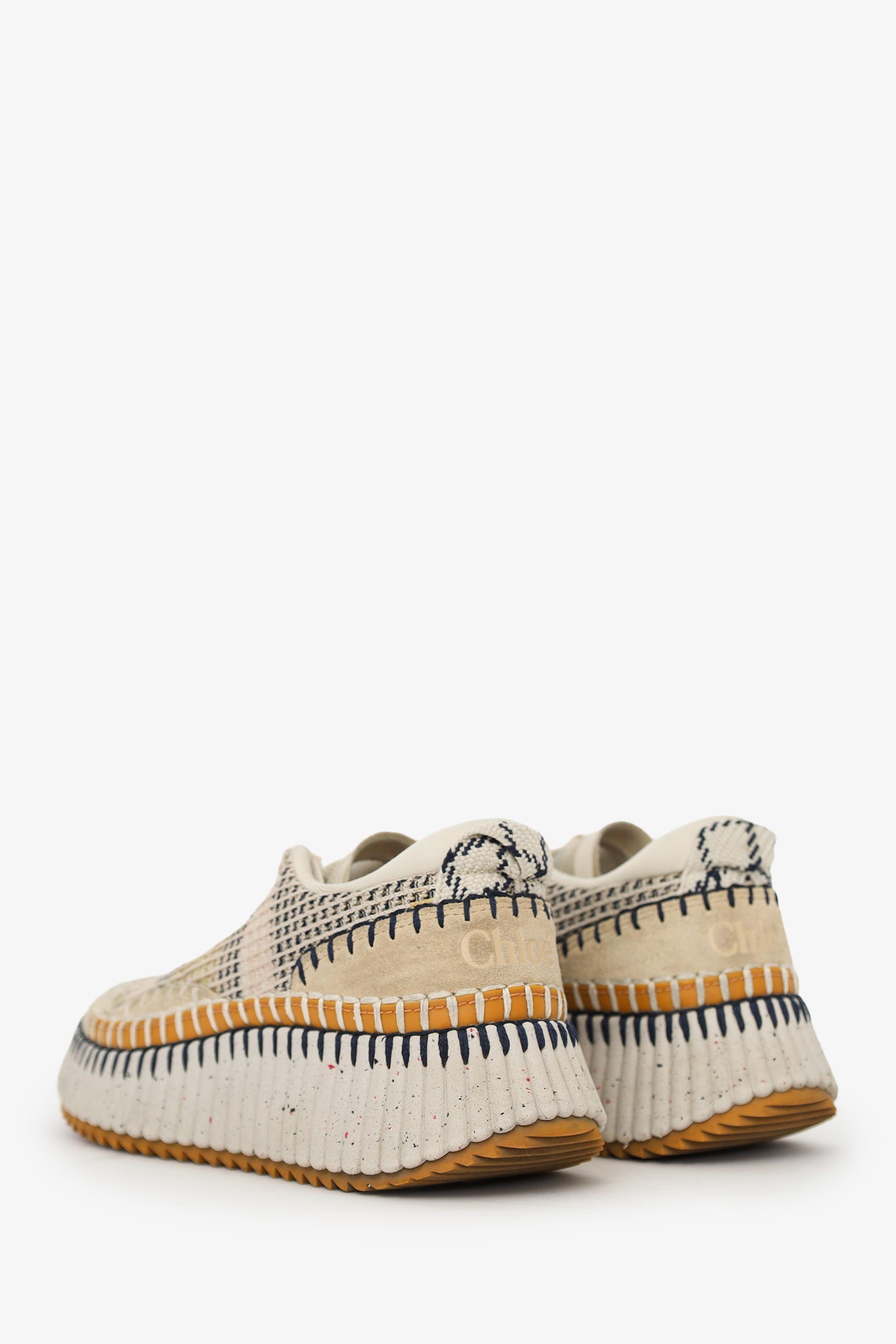 Chloe Beige Multicolour Knit 'Nama' Sneakers Size 36