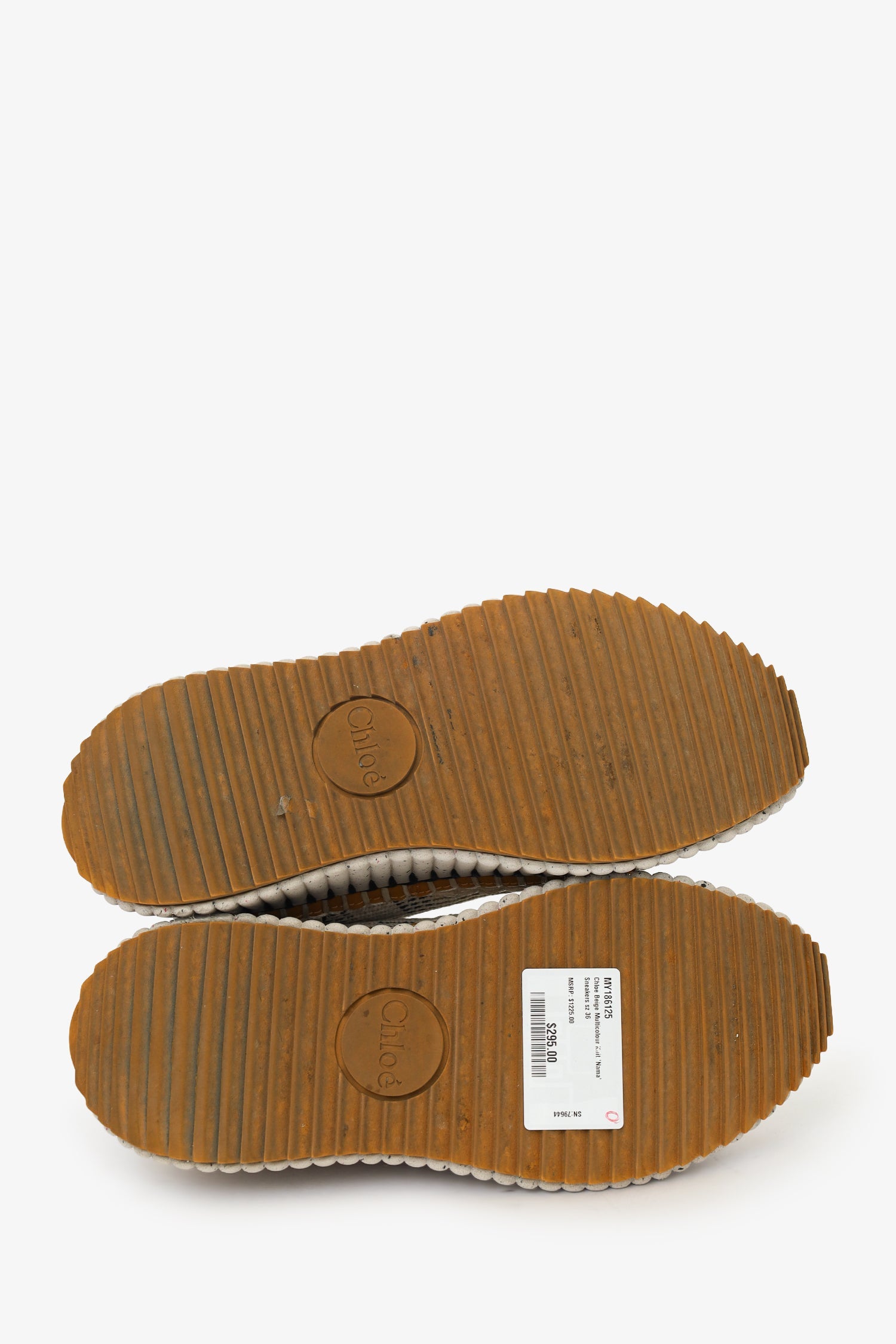 Chloe Beige Multicolour Knit 'Nama' Sneakers Size 36