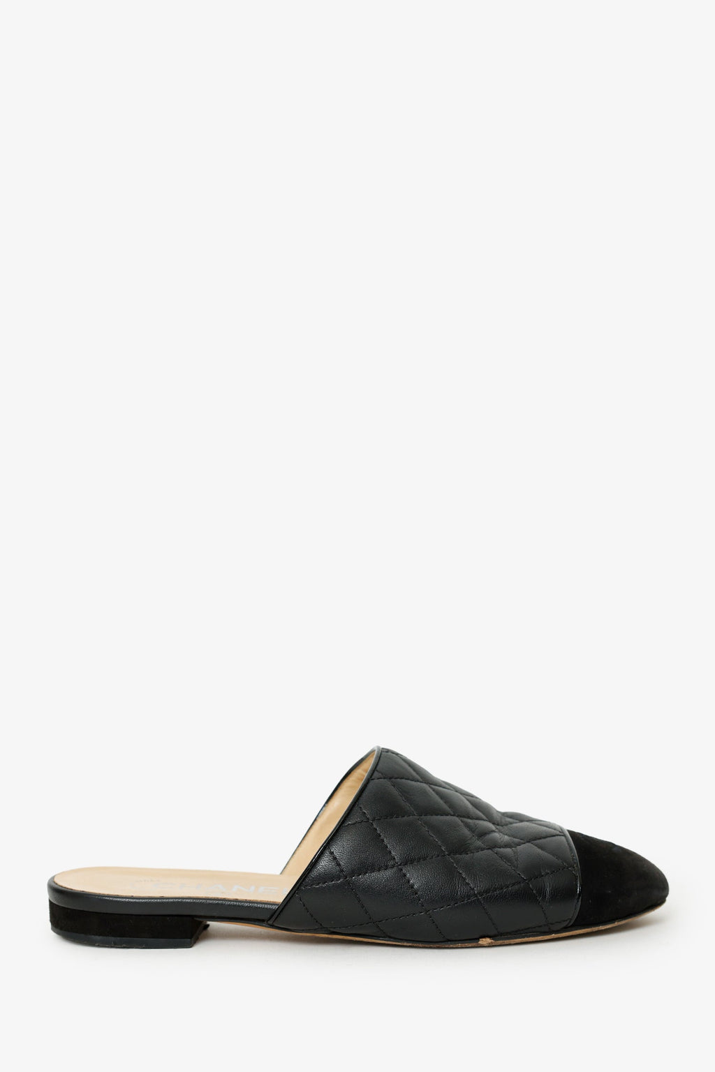 Pre-Loved Chanel™ 2018 Black Lambskin CC Logo Mules Size 36.5