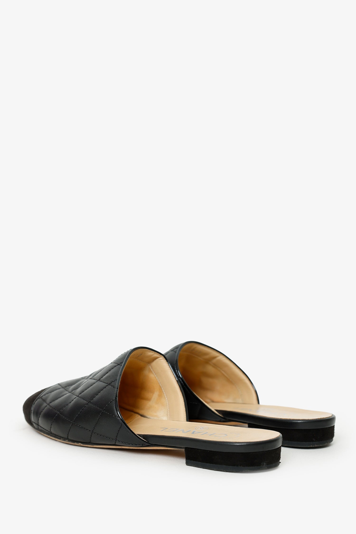 Pre-Loved Chanel™ 2018 Black Lambskin CC Logo Mules Size 36.5