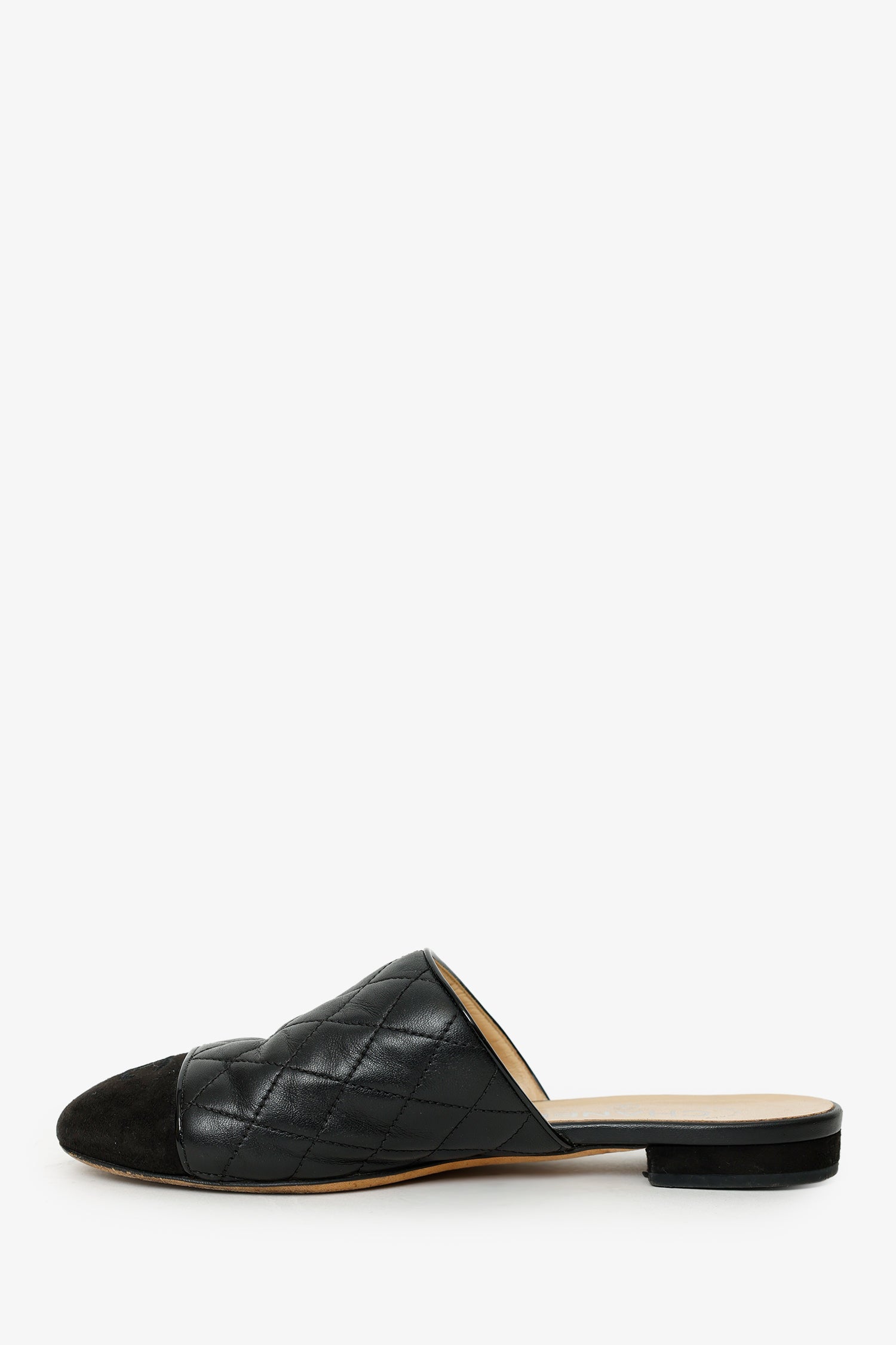 Pre-Loved Chanel™ 2018 Black Lambskin CC Logo Mules Size 36.5