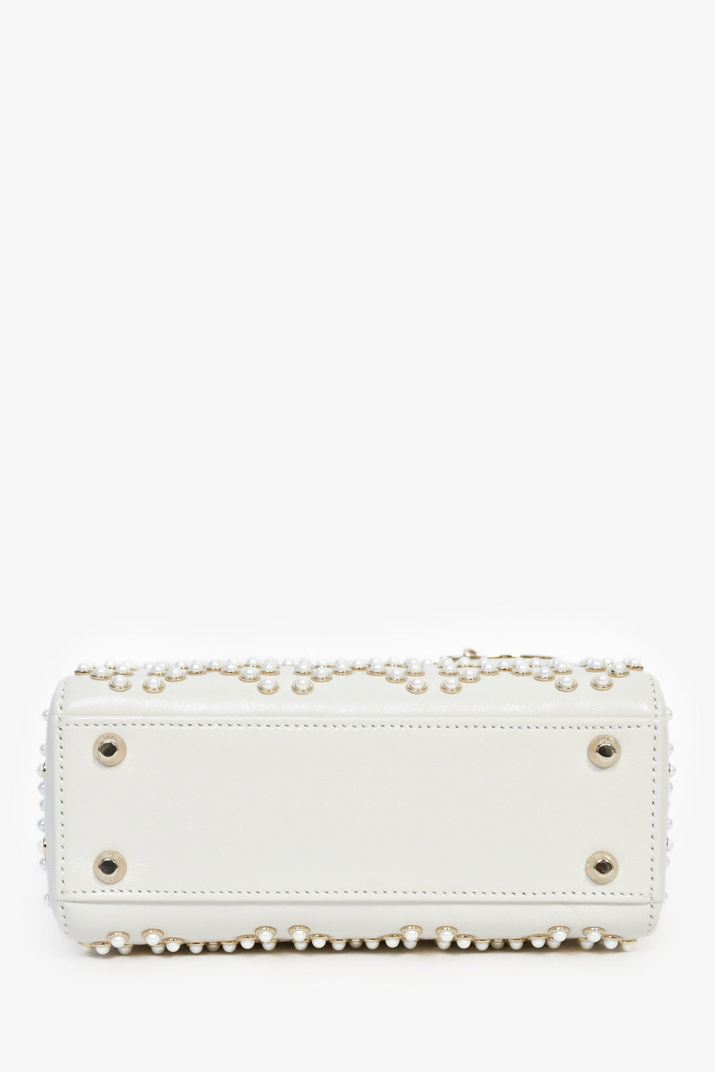 Christian Dior 2023 White Leather Pearl Mini Lady Dior