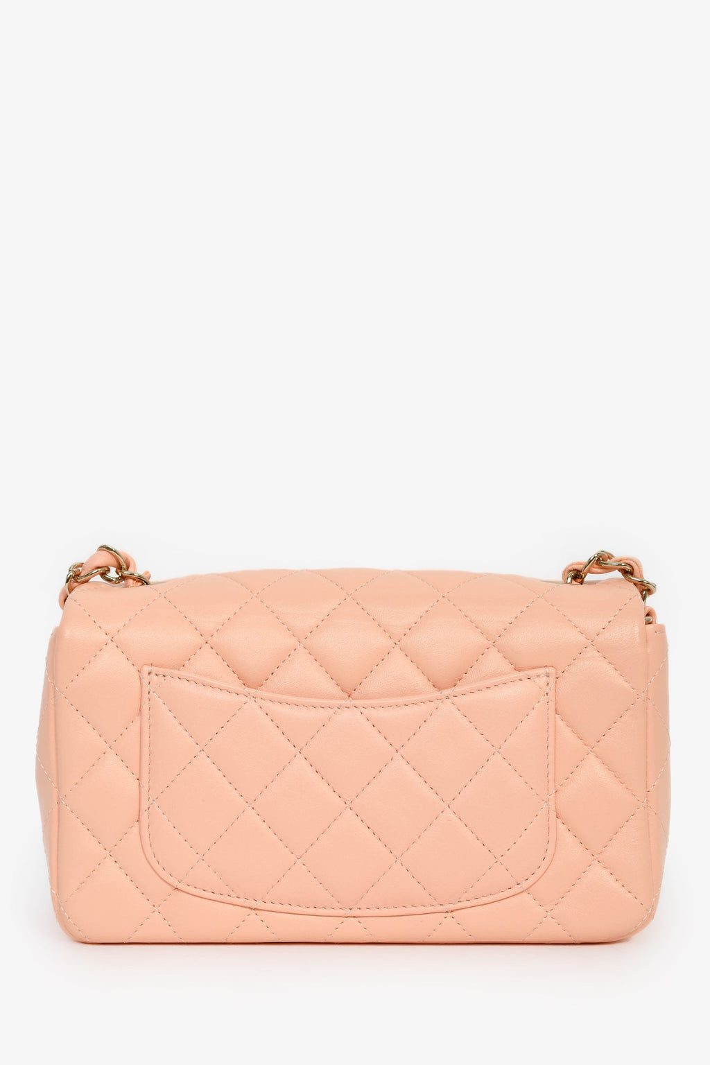 Pre-Loved Chanel™ 2022+ Peach-Pink Lambskin Mini Rectangle Classic Flap Bag