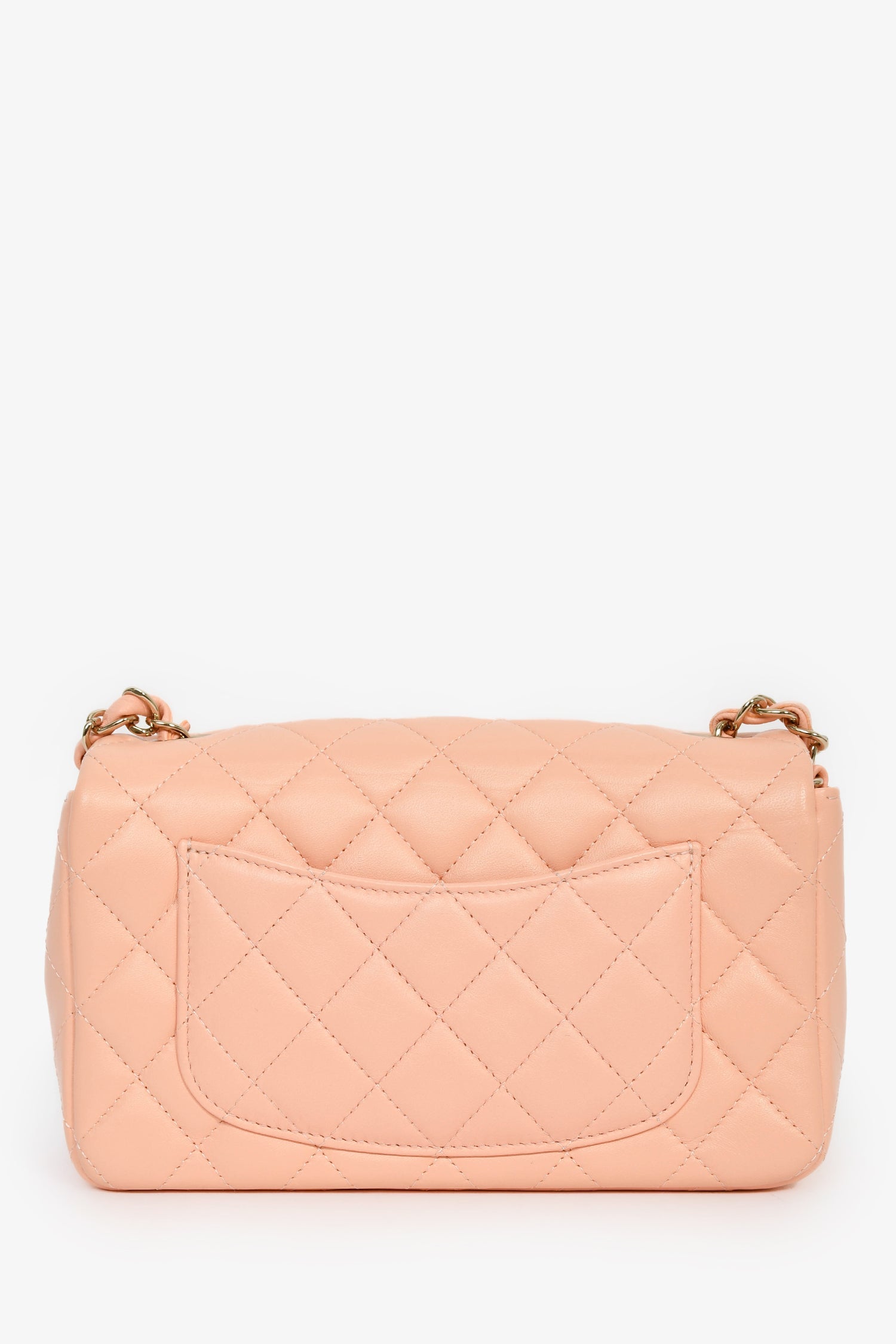 Pre-Loved Chanel™ 2022+ Peach-Pink Lambskin Mini Rectangle Classic Flap Bag