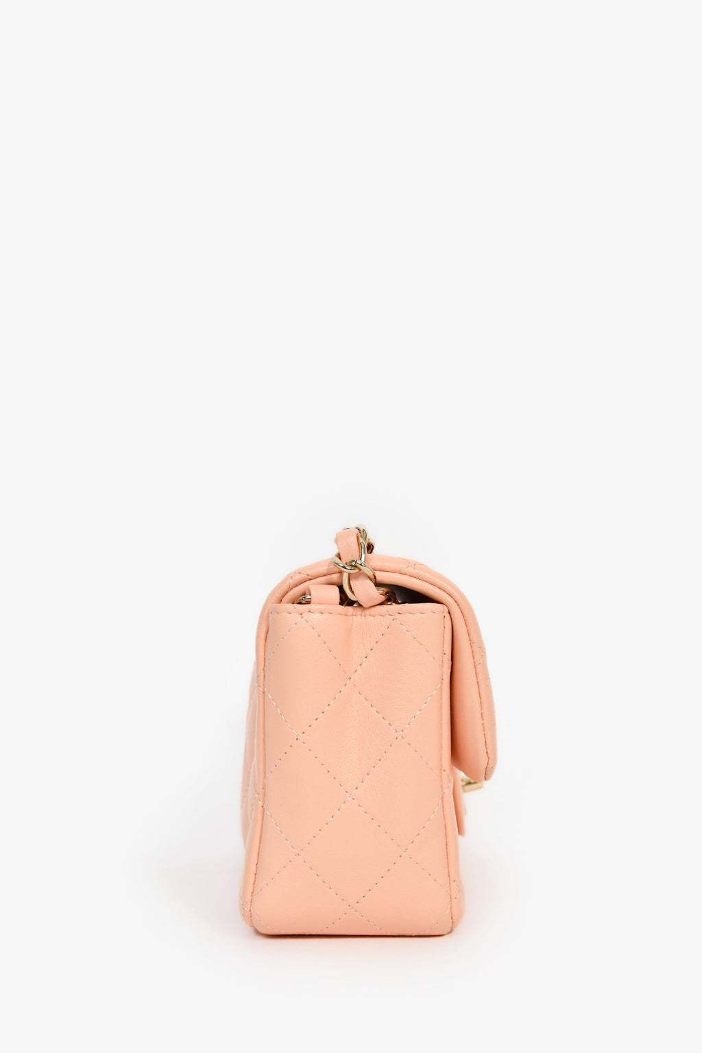 Pre-Loved Chanel™ 2022+ Peach-Pink Lambskin Mini Rectangle Classic Flap Bag