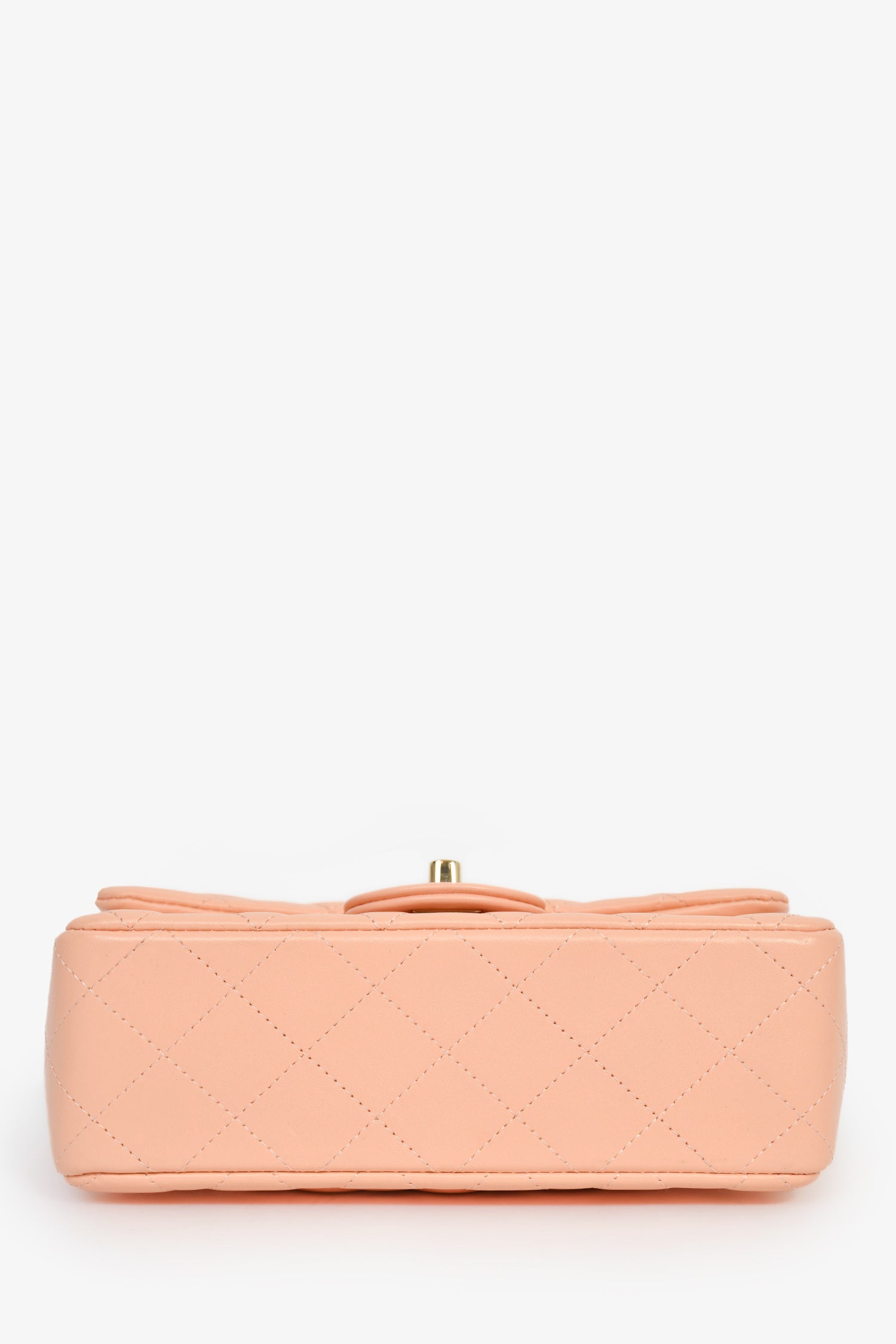 Pre-Loved Chanel™ 2022+ Peach-Pink Lambskin Mini Rectangle Classic Flap Bag