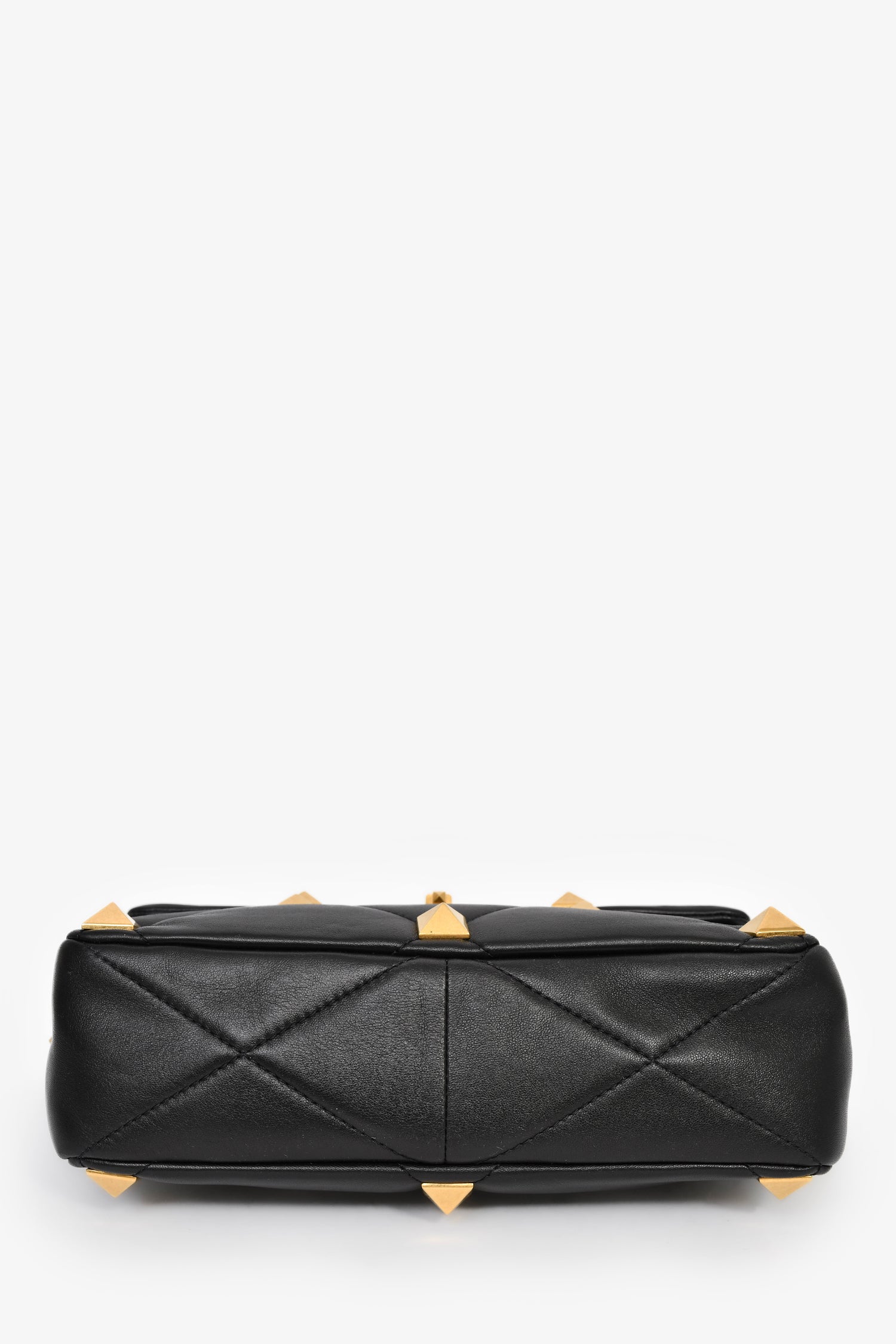 Valentino Black Leather Roman Stud Shoulder Bag