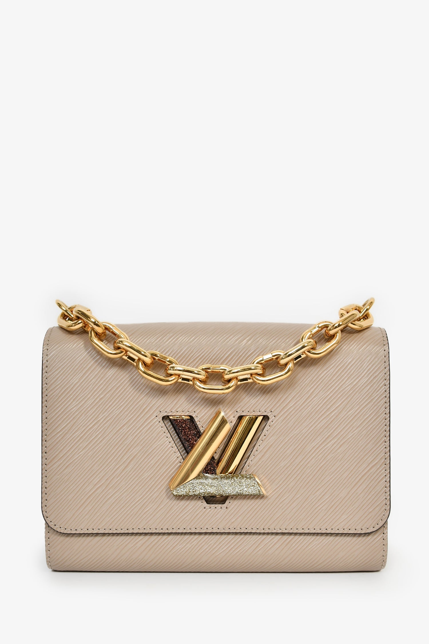 Louis Vuitton Brown/Gold Leather Twist MM Shoulder Bag
