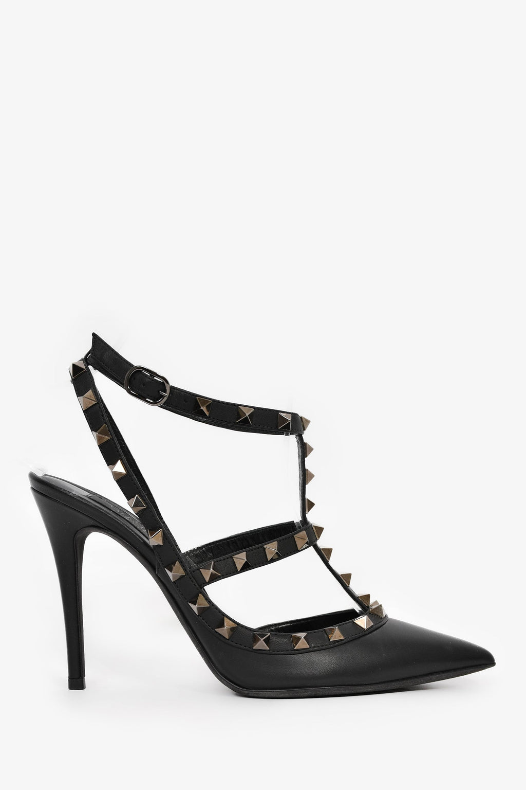 Valentino Black Leather Cage Rockstuds Size 37.5
