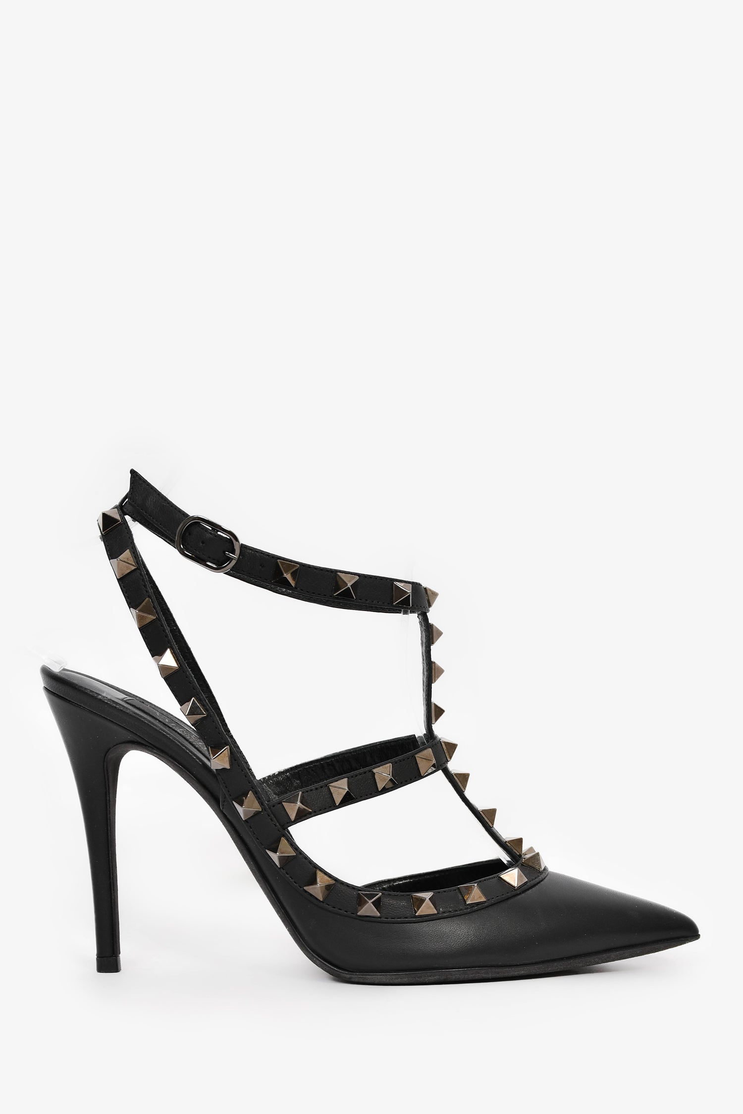Valentino Black Leather Cage Rockstuds Size 37.5
