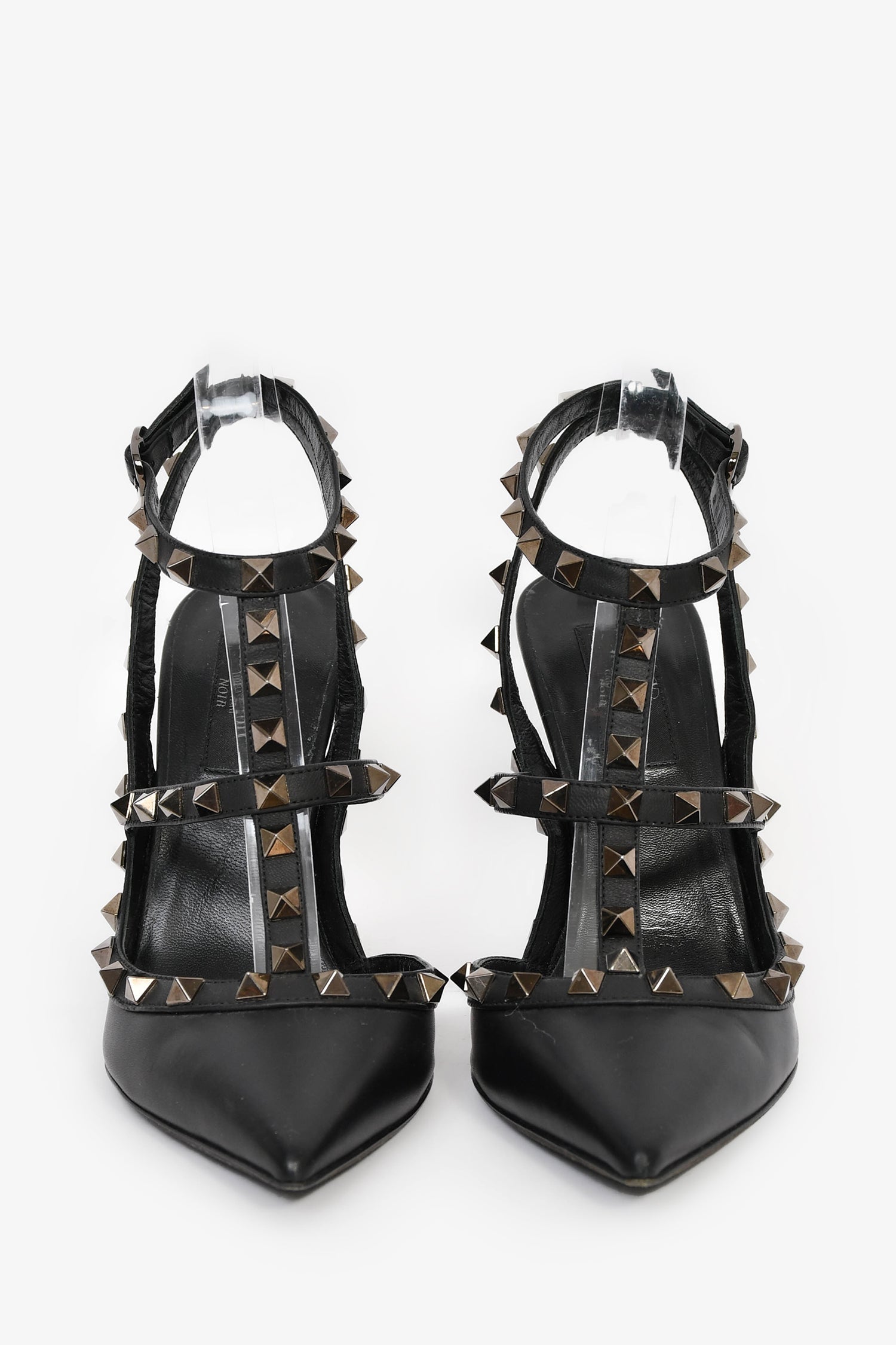 Valentino Black Leather Cage Rockstuds Size 37.5