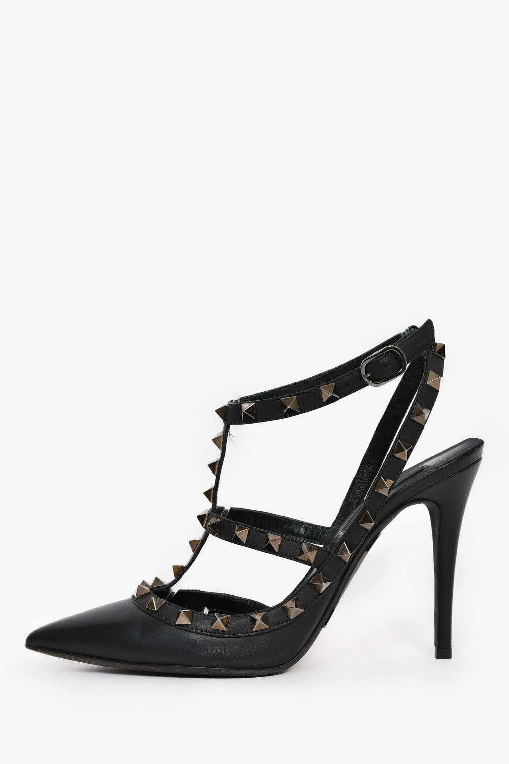 Valentino Black Leather Cage Rockstuds Size 37.5
