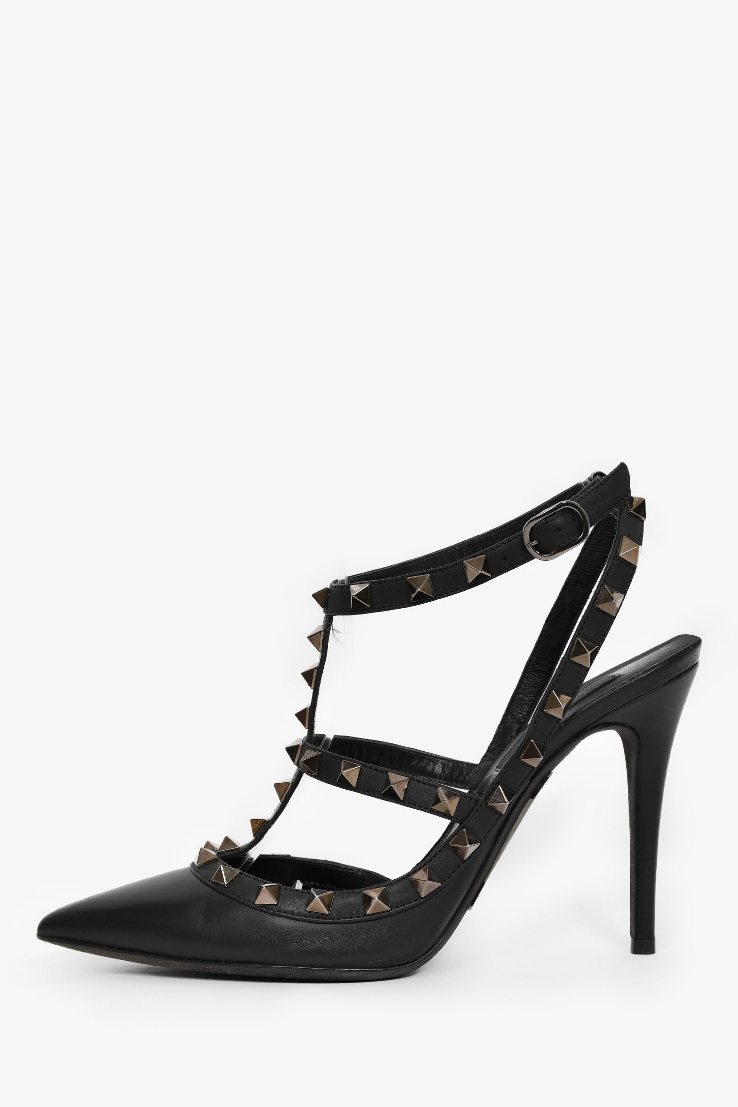 Valentino Black Leather Cage Rockstuds Size 37.5