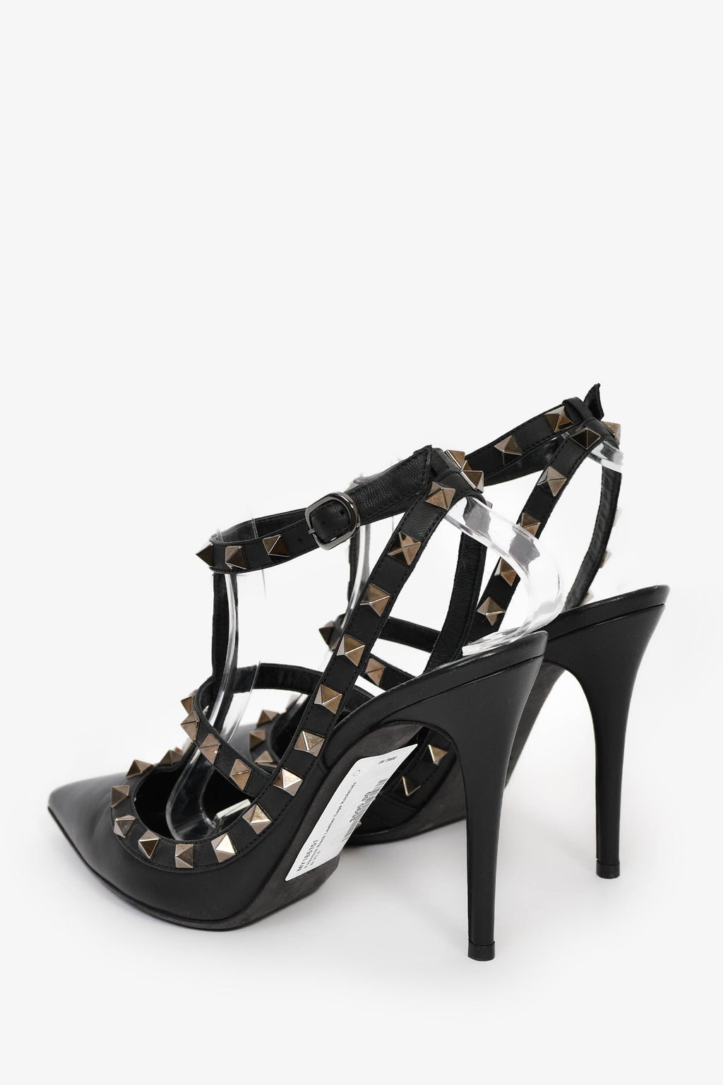 Valentino Black Leather Cage Rockstuds Size 37.5