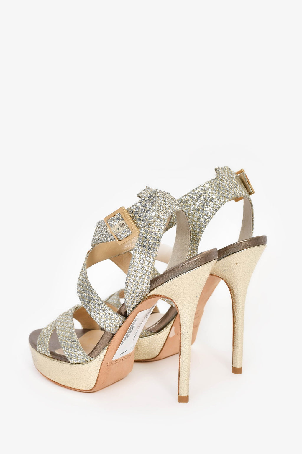 Jimmy Choo Gold/Silver Sparkly Metallic Platform Heels Size 37.5