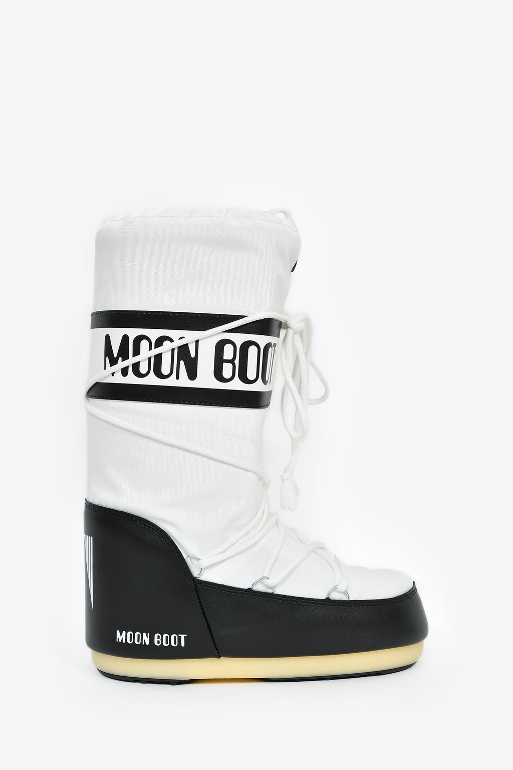 Moon Boot White Nylon Logo Tie Up Boots Size 6