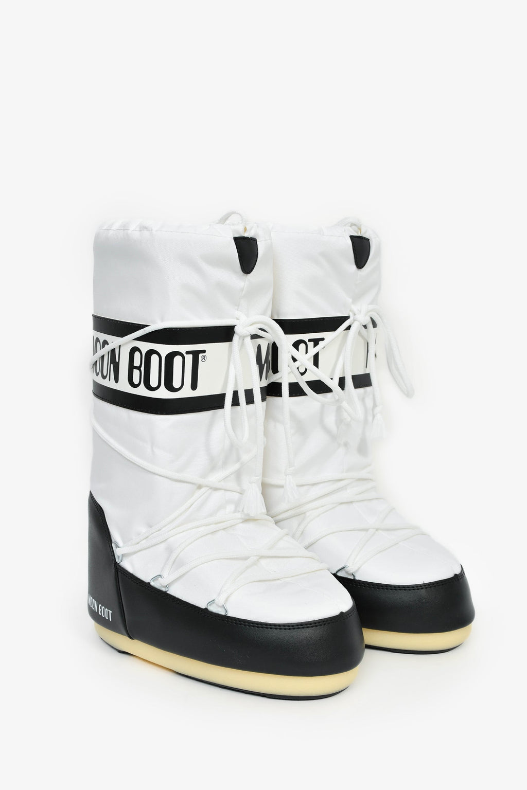 Moon Boot White Nylon Logo Tie Up Boots Size 6