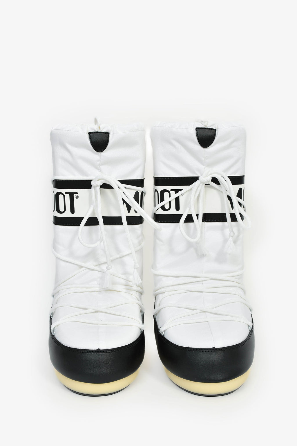 Moon Boot White Nylon Logo Tie Up Boots Size 6