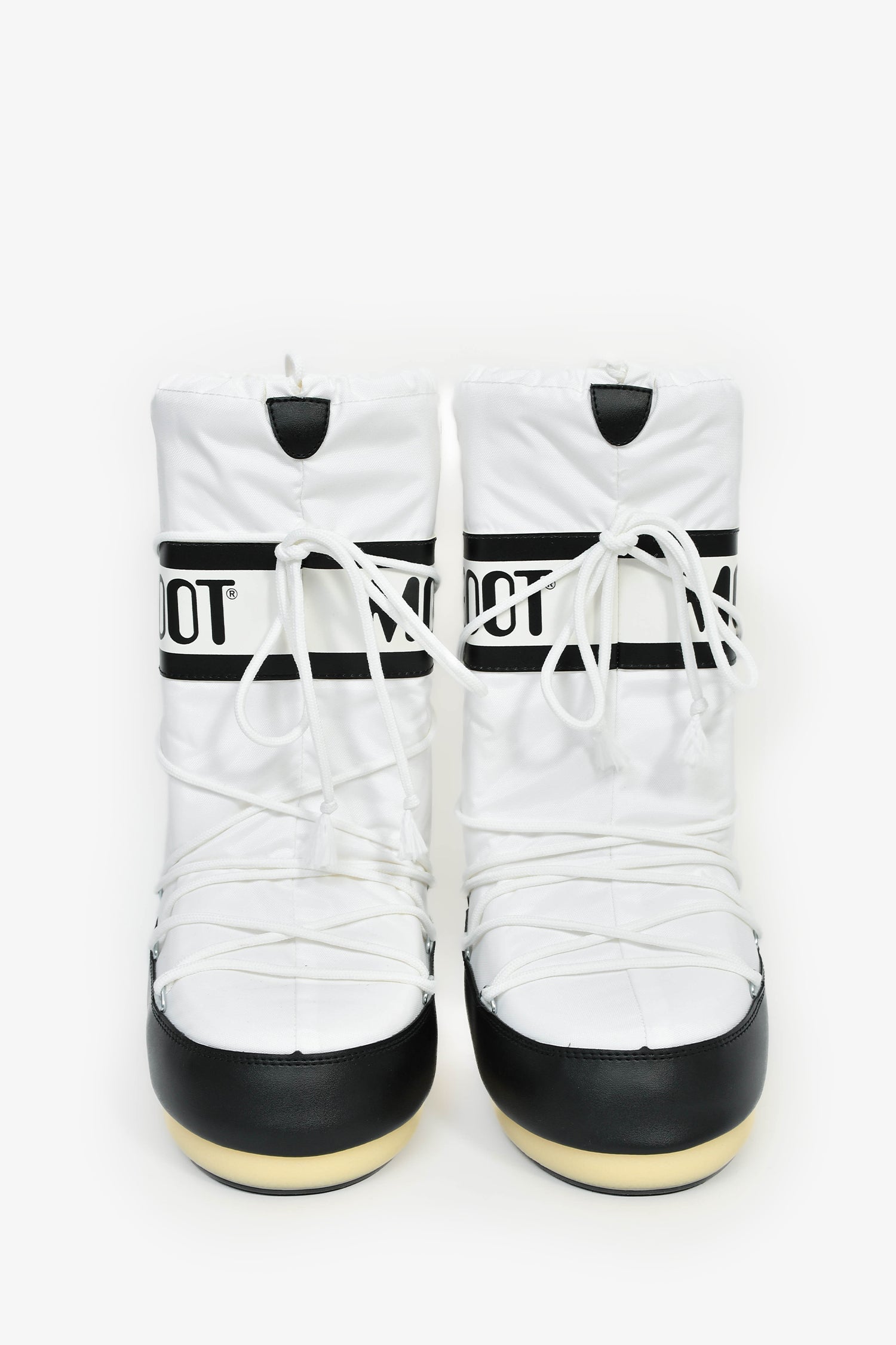 Moon Boot White Nylon Logo Tie Up Boots Size 6