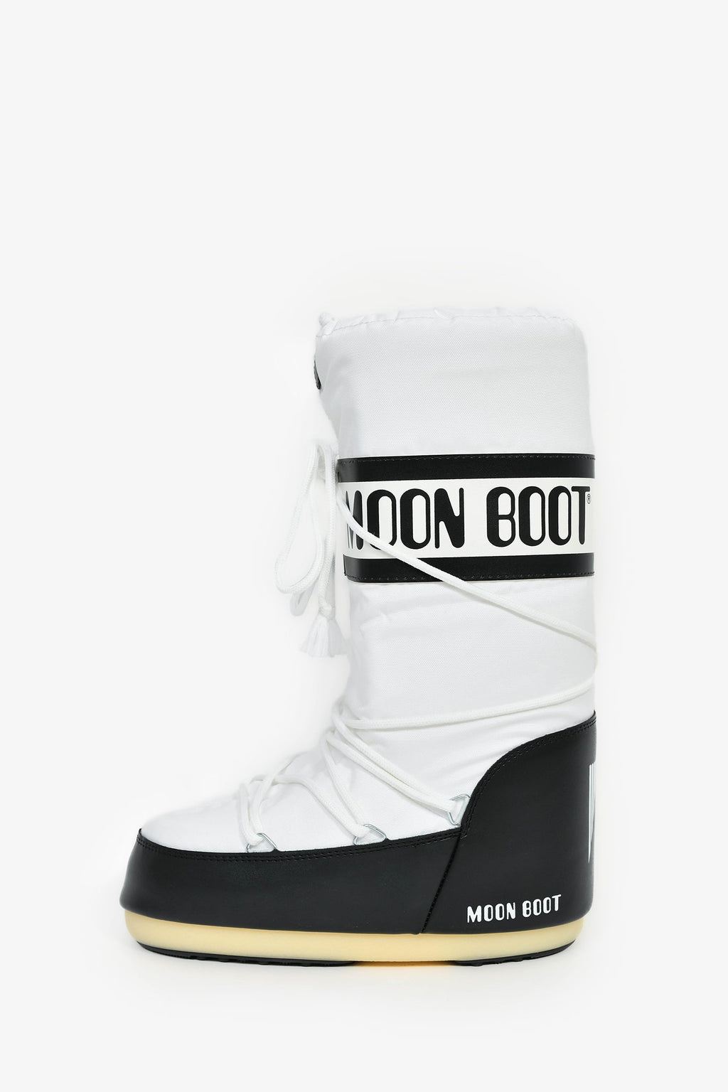 Moon Boot White Nylon Logo Tie Up Boots Size 6