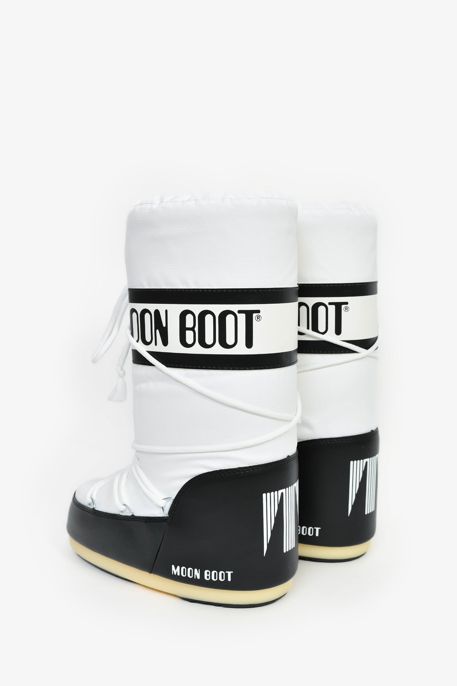 Moon Boot White Nylon Logo Tie Up Boots Size 6