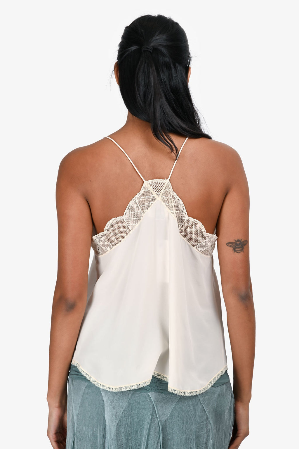 Zadig & Voltaire Cream Silk 'Christy Strass Cami' Tank Estimated Size XS/S