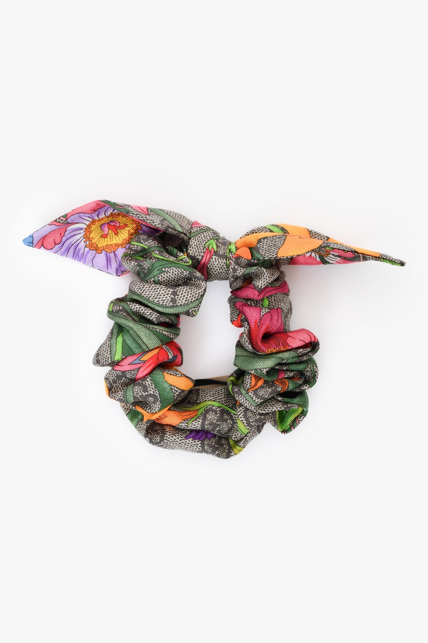 Gucci Monogram Floral Silk Bow Scrunchie