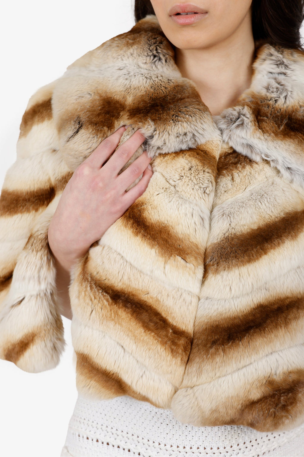 Vintage Brown Chinchilla Fur Shawl Estimated Size Small