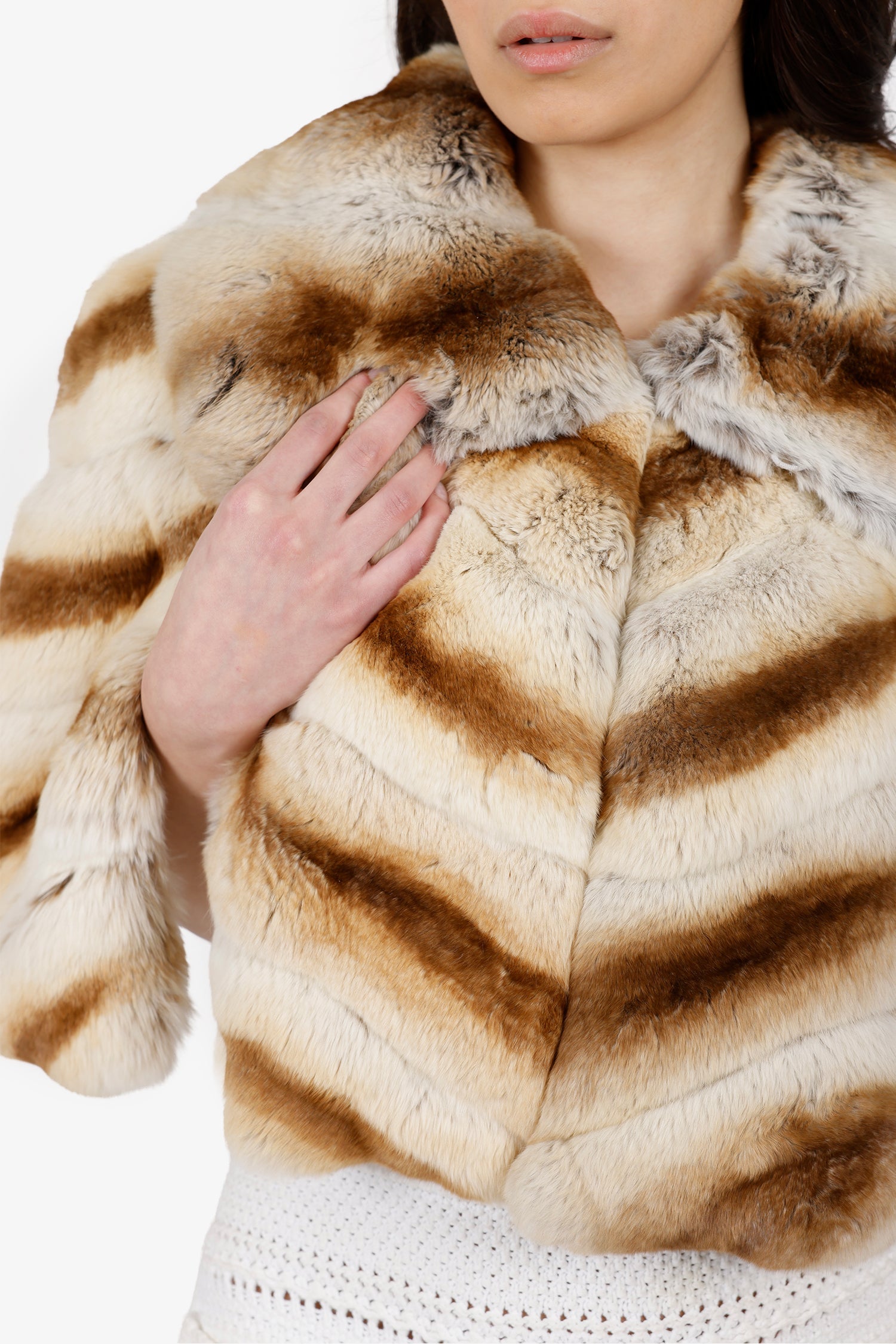 Vintage Brown Chinchilla Fur Shawl Estimated Size Small