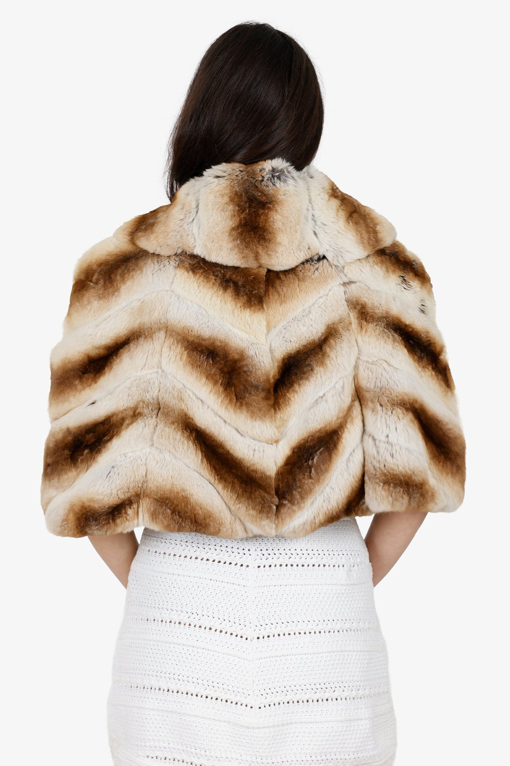 Vintage Brown Chinchilla Fur Shawl Estimated Size Small