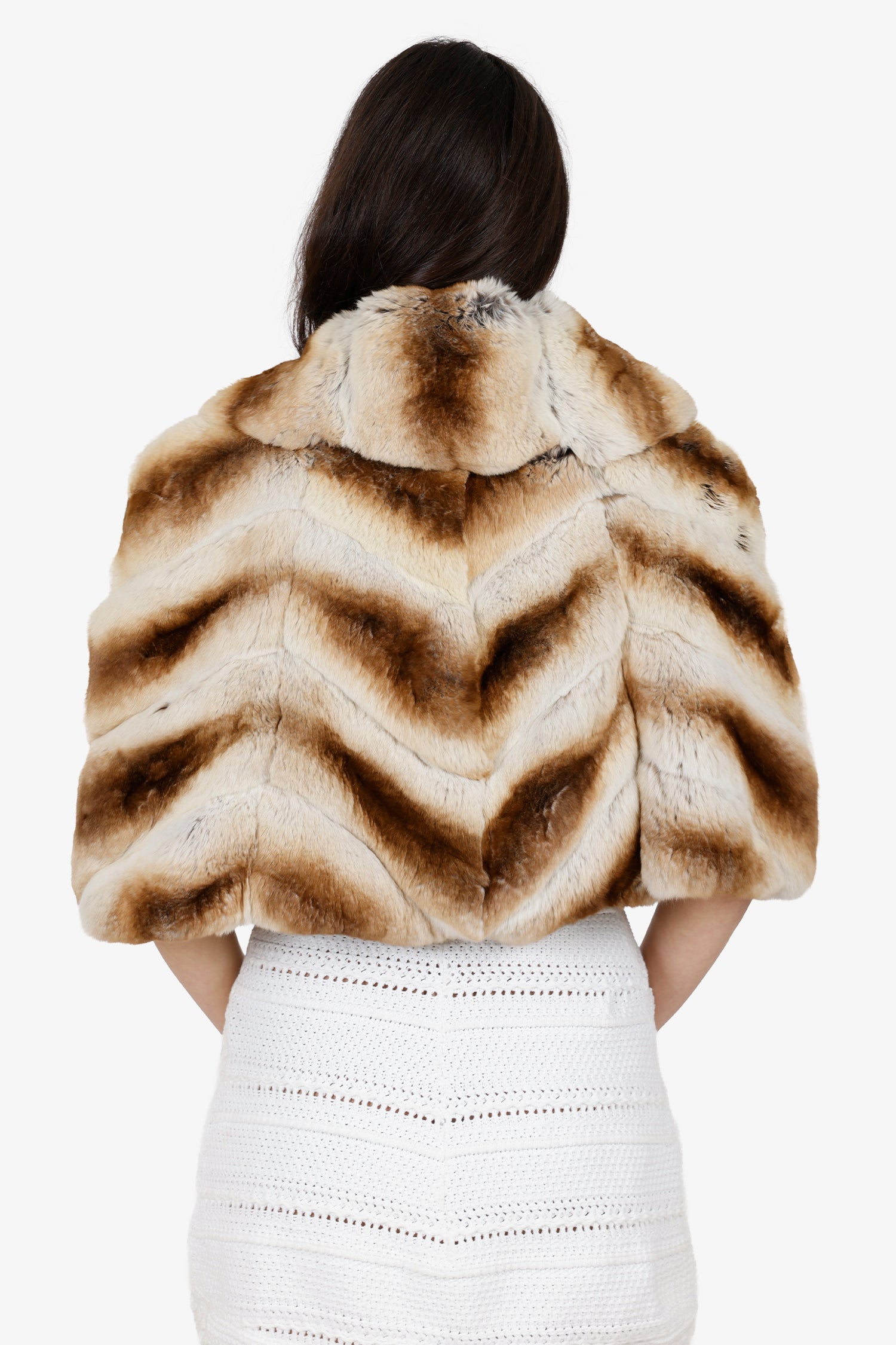 Vintage Brown Chinchilla Fur Shawl Estimated Size Small