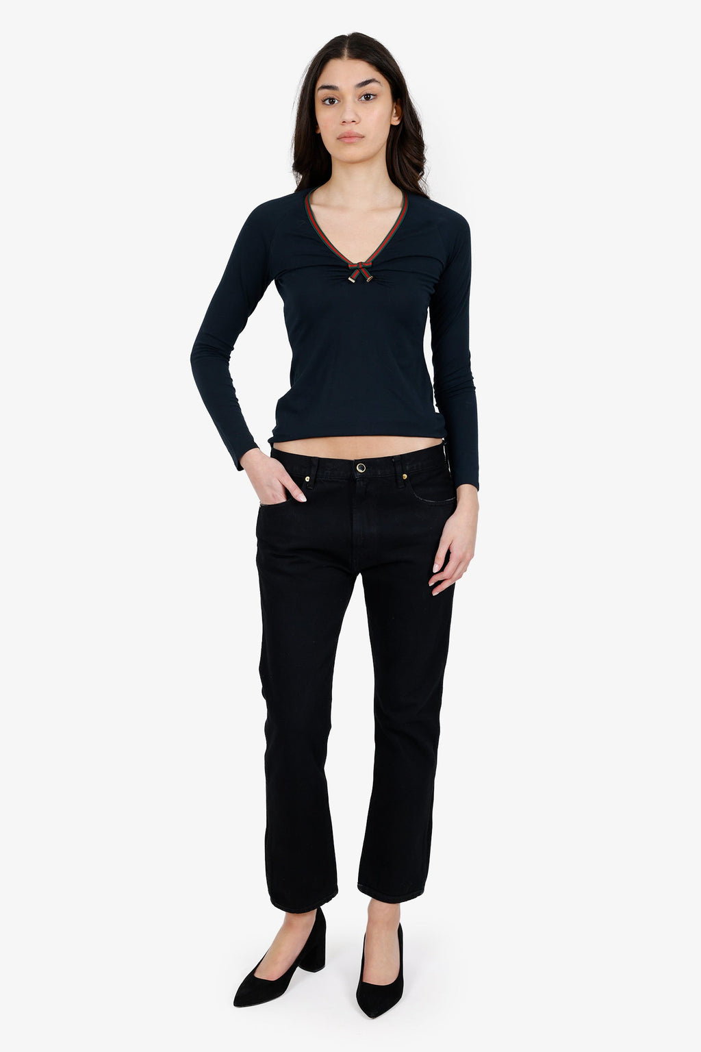 Khaite Black Denim Straight Leg Jeans Size 28