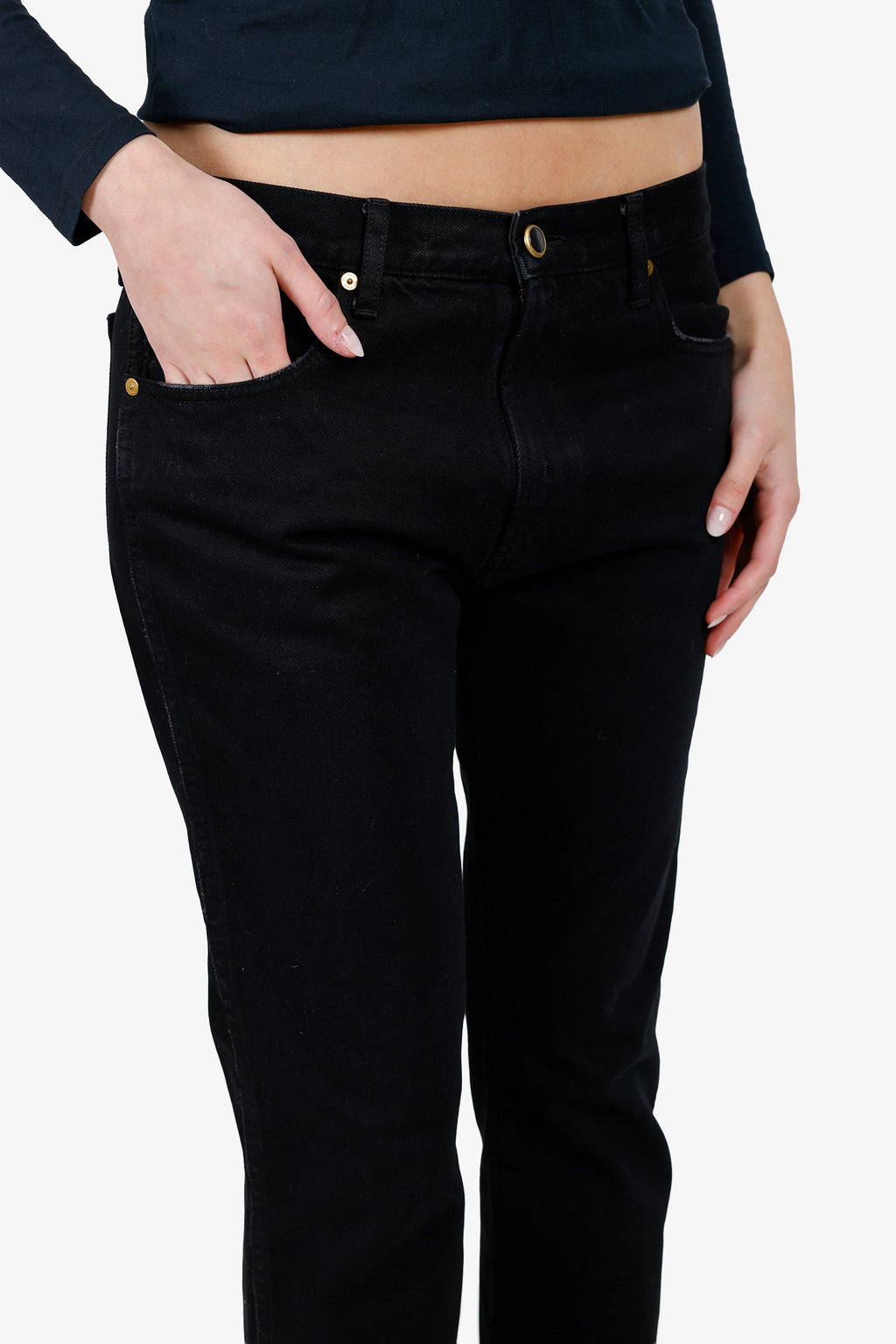 Khaite Black Denim Straight Leg Jeans Size 28