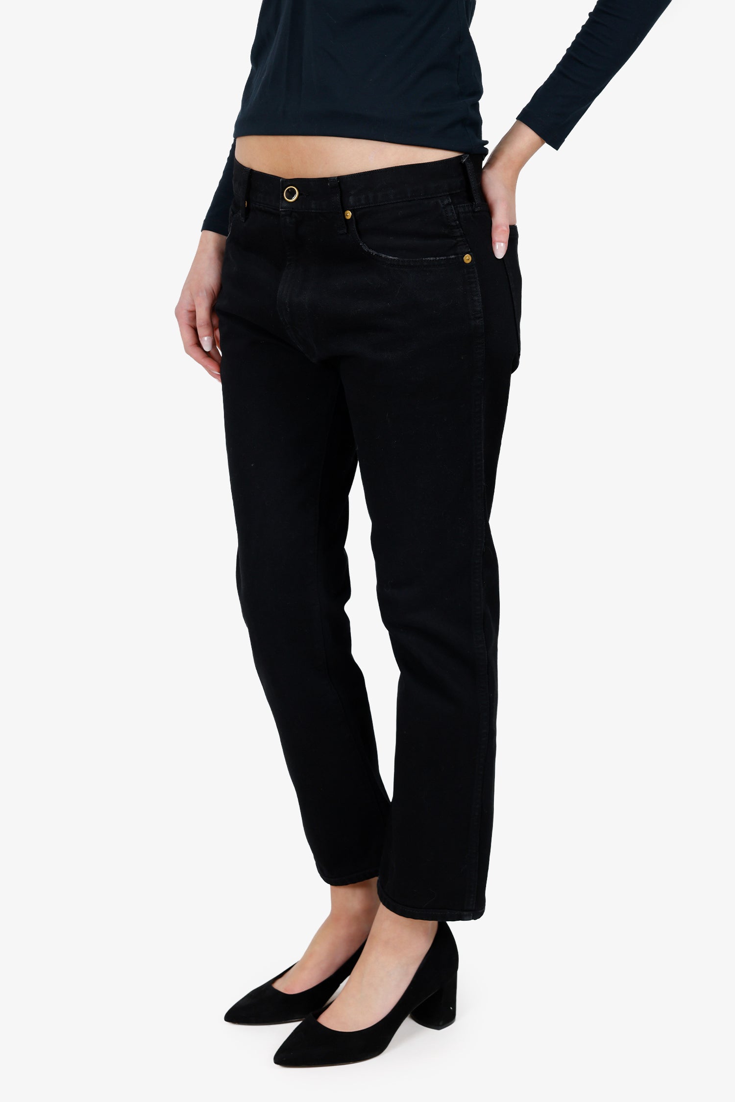 Khaite Black Denim Straight Leg Jeans Size 28