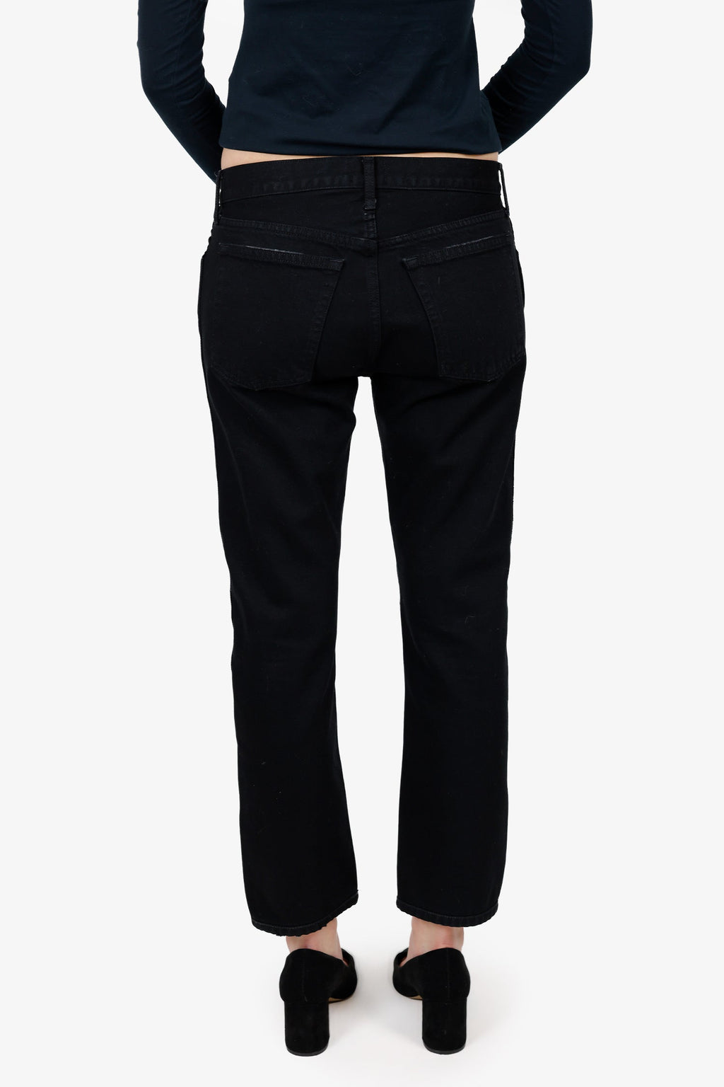 Khaite Black Denim Straight Leg Jeans Size 28